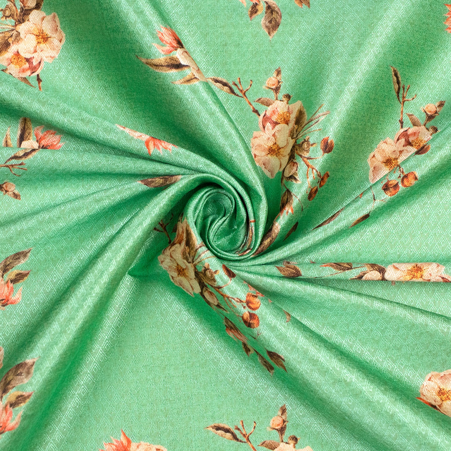 Light green Floral Jacquard Booti Art Silk Fabric (Width 56 Inches)