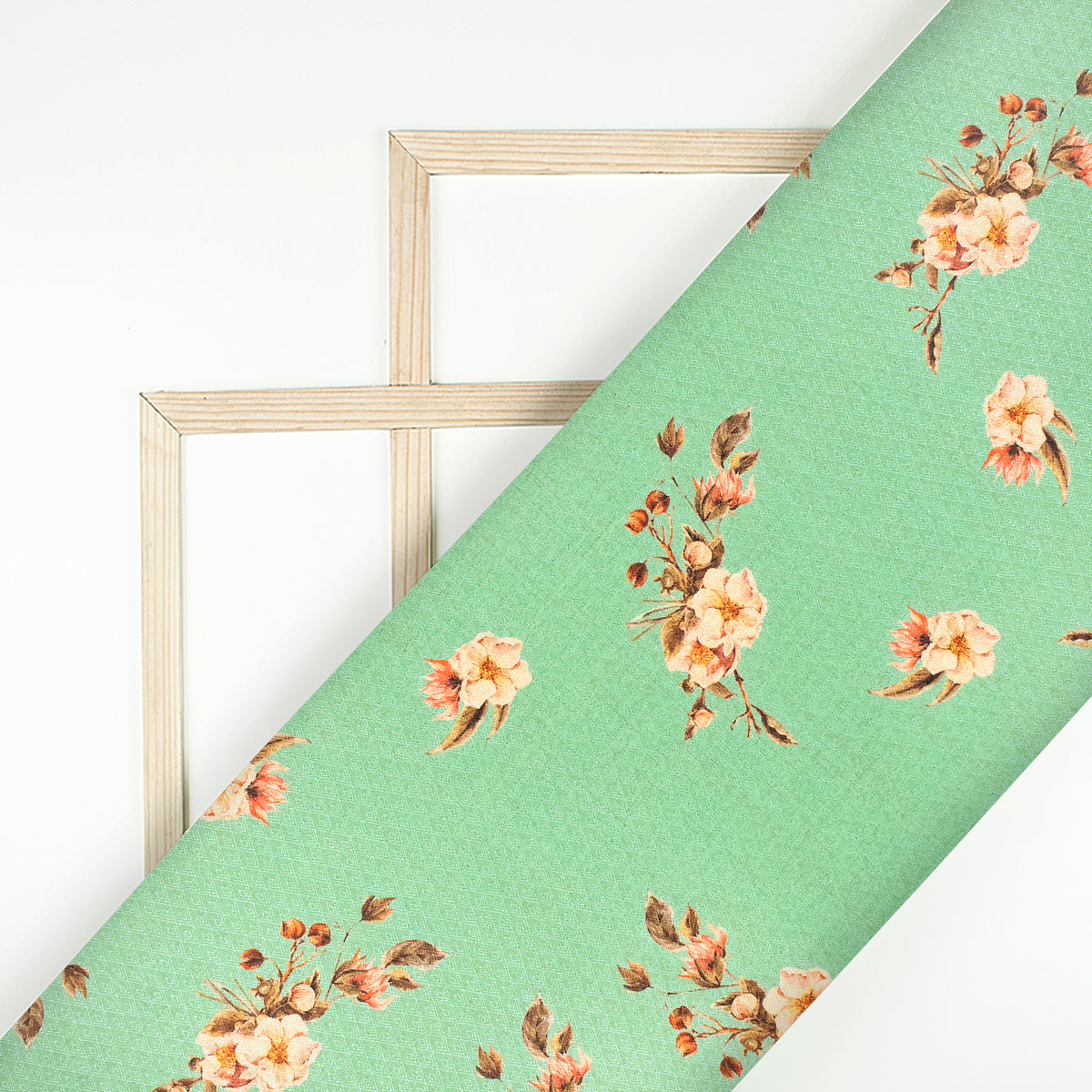 Light green Floral Jacquard Booti Art Silk Fabric (Width 56 Inches)