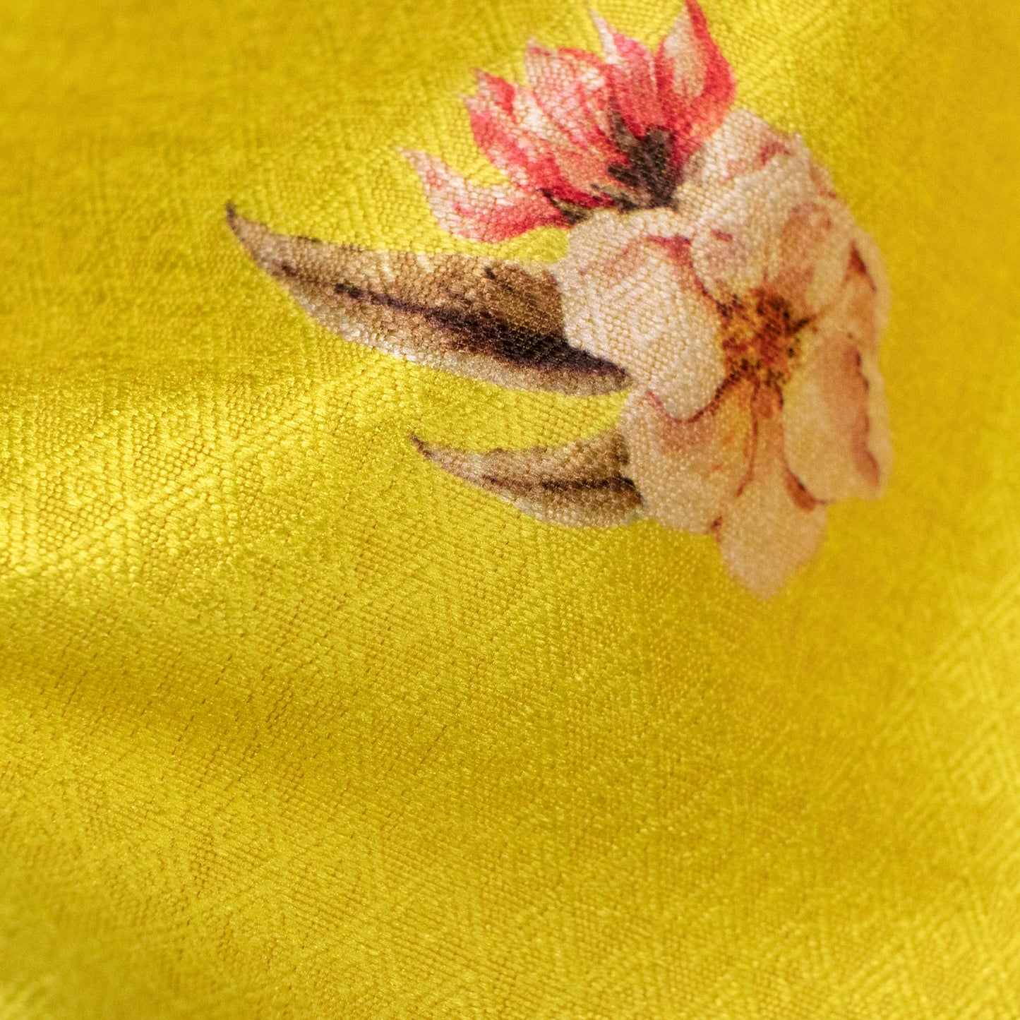 Lemon Yellow Floral Jacquard Booti Art Silk Fabric (Width 56 Inches)