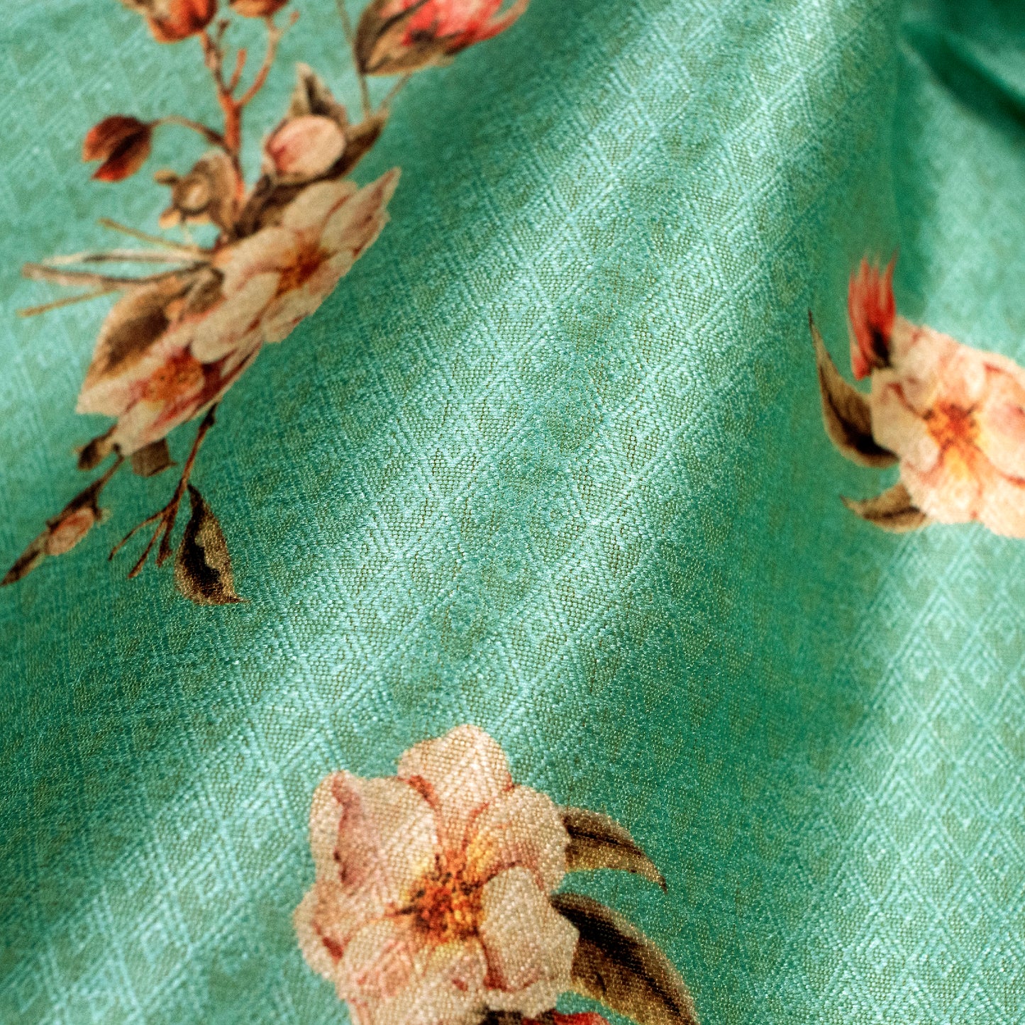 Mint Green Floral Jacquard Booti Art Silk Fabric (Width 56 Inches)