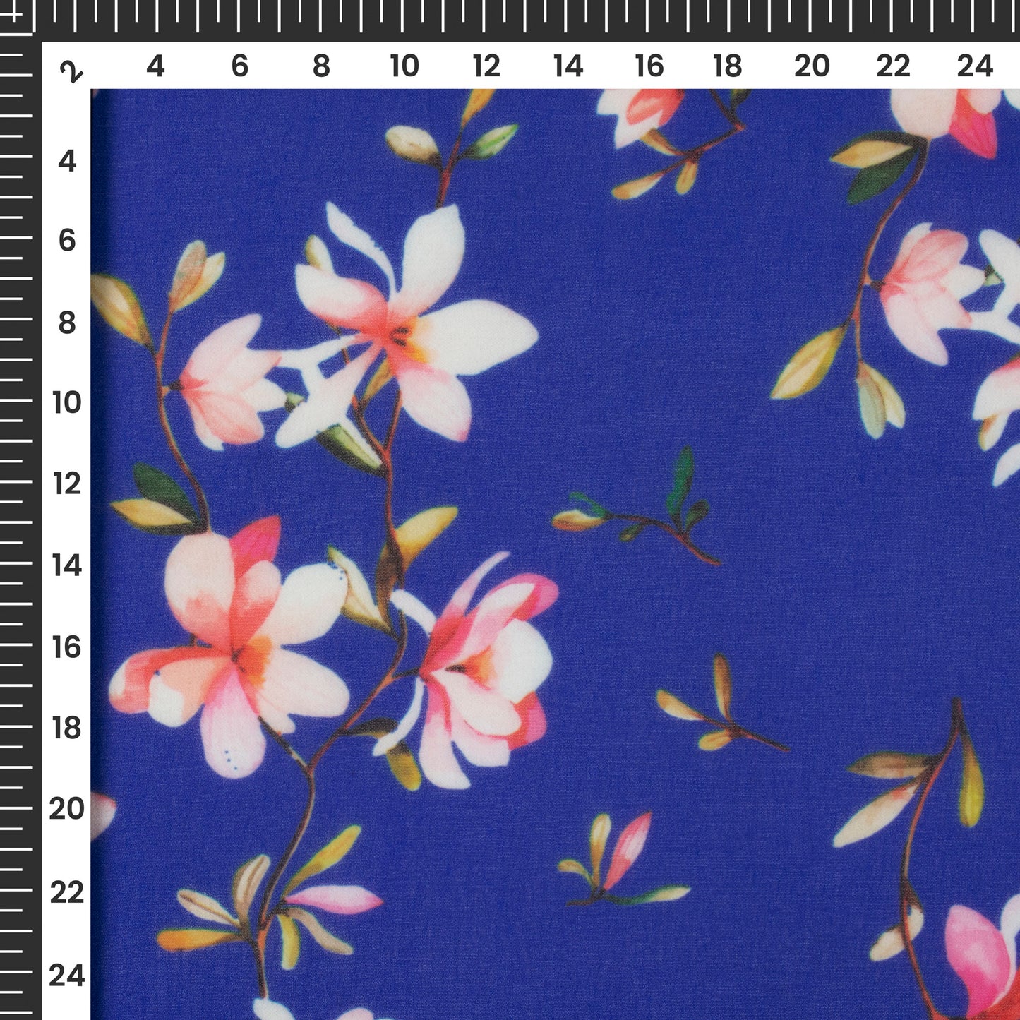 Royal blue Floral Digital Print Georgette Fabric