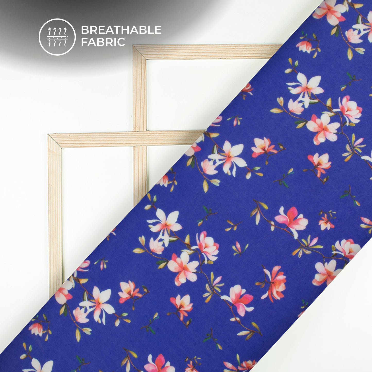 Royal blue Floral Digital Print Georgette Fabric