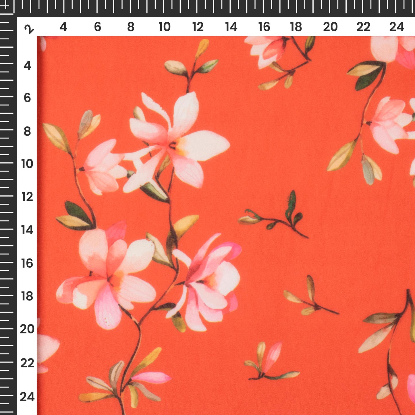 Rose Red Floral Digital Print Georgette Fabric