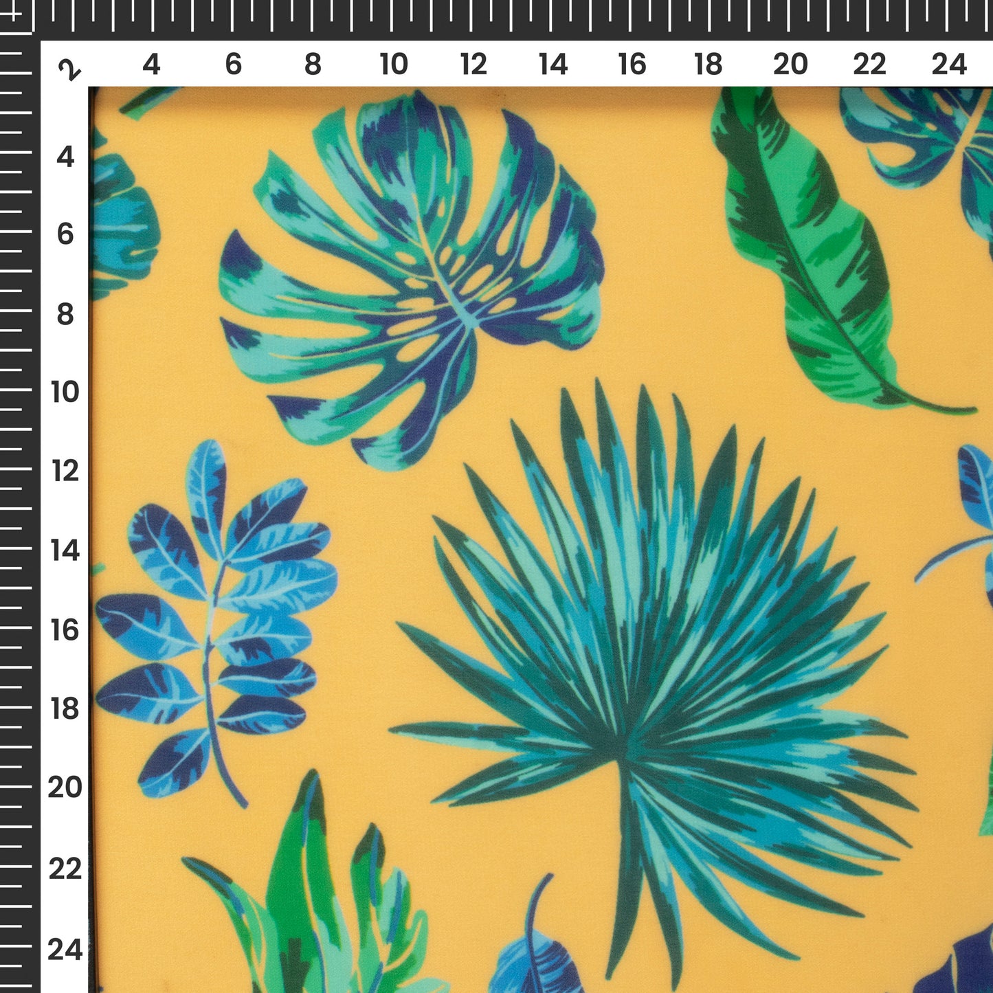 Banana Yellow Green Leaf Digital Print Georgette Fabric