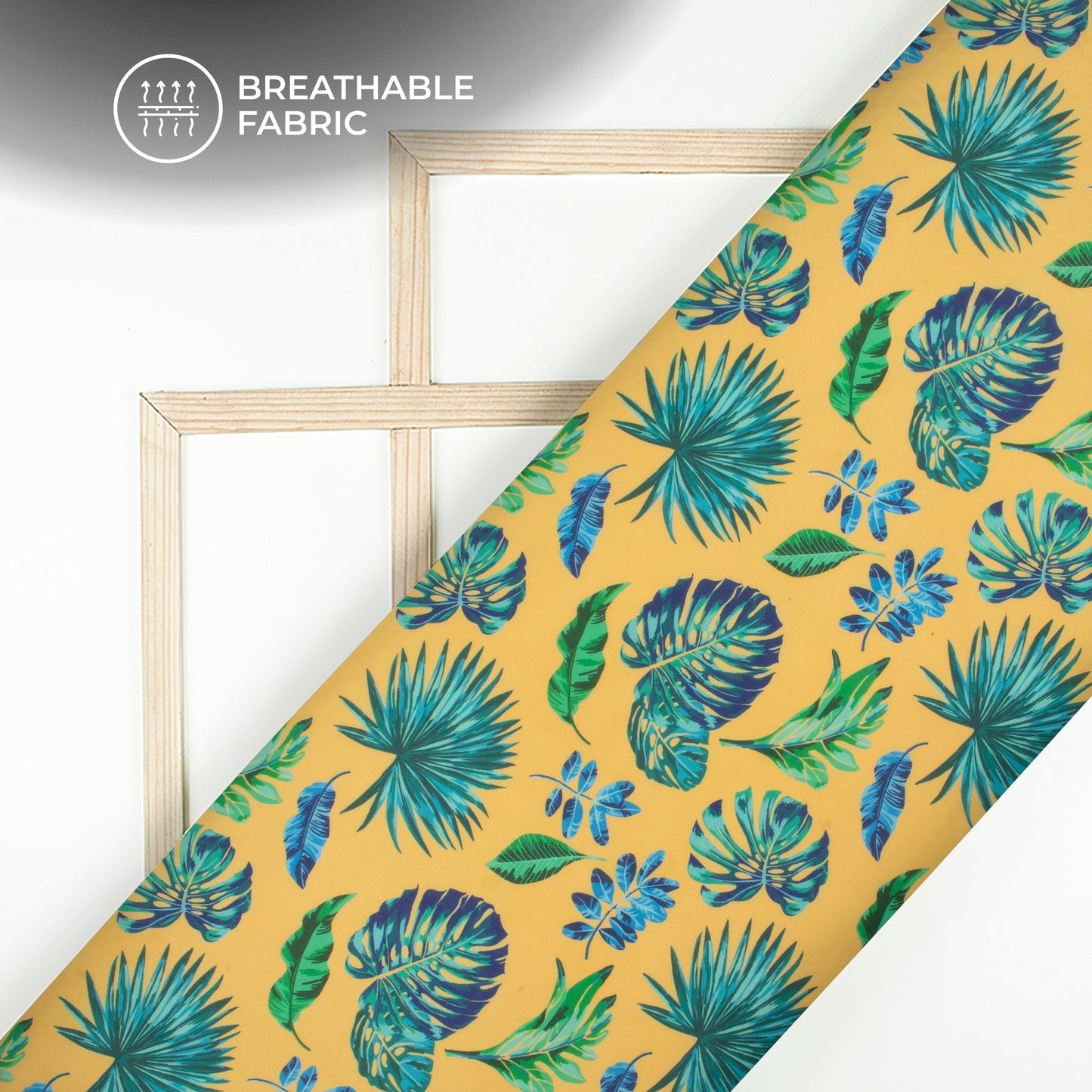 Banana Yellow Green Leaf Digital Print Georgette Fabric