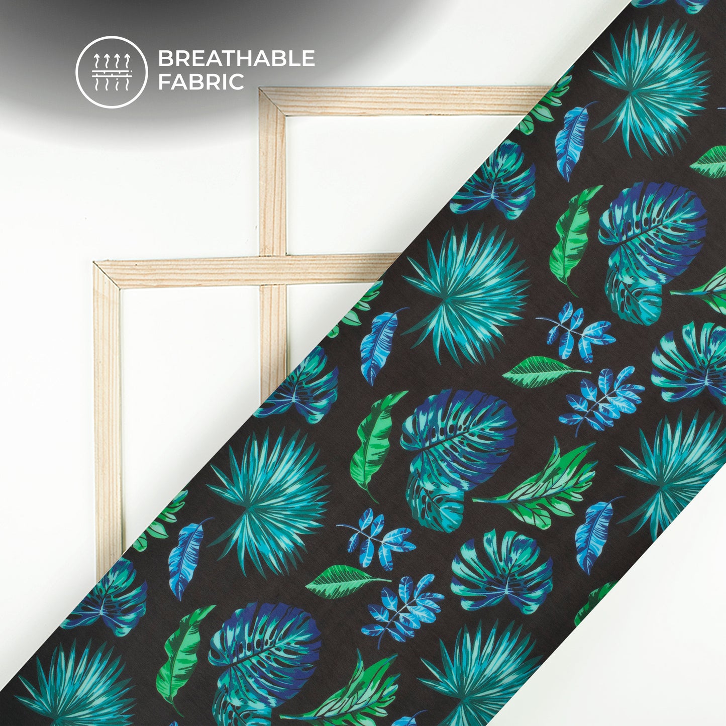 Black Leaf Digital Print Georgette Fabric