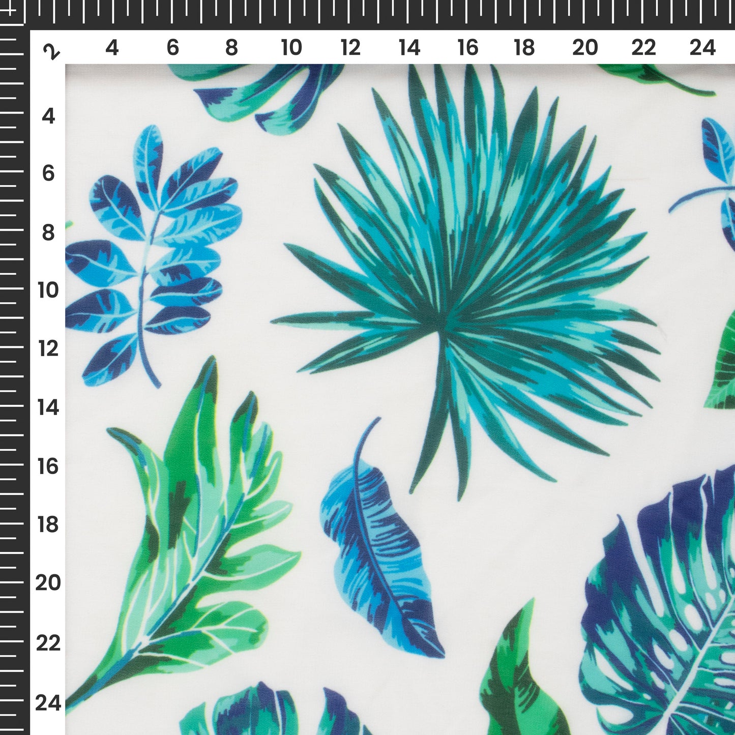 White Leaf Digital Print Georgette Fabric