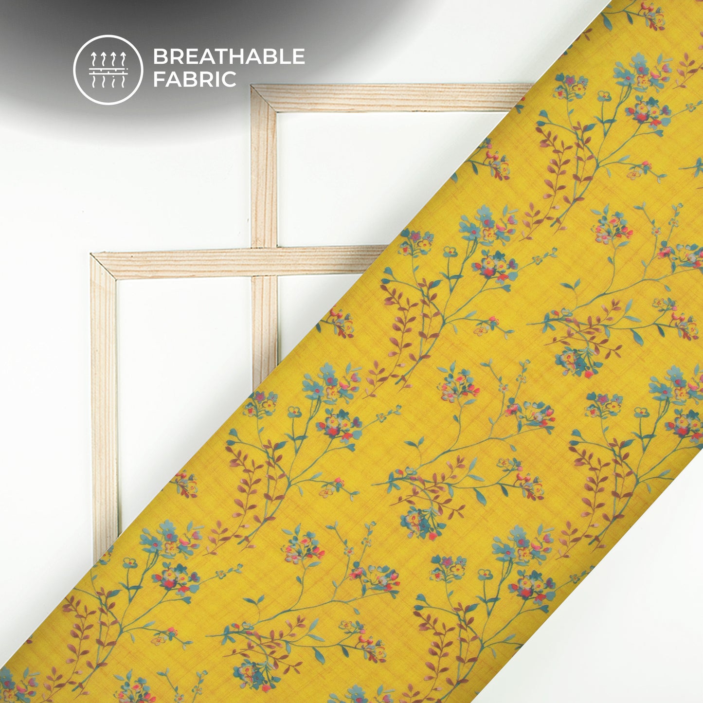 Corn Yellow Floral Digital Print Georgette Fabric