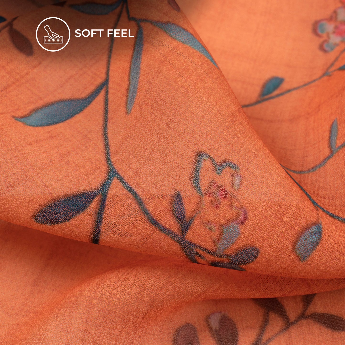 Squash Orange Floral Digital Print Georgette Fabric