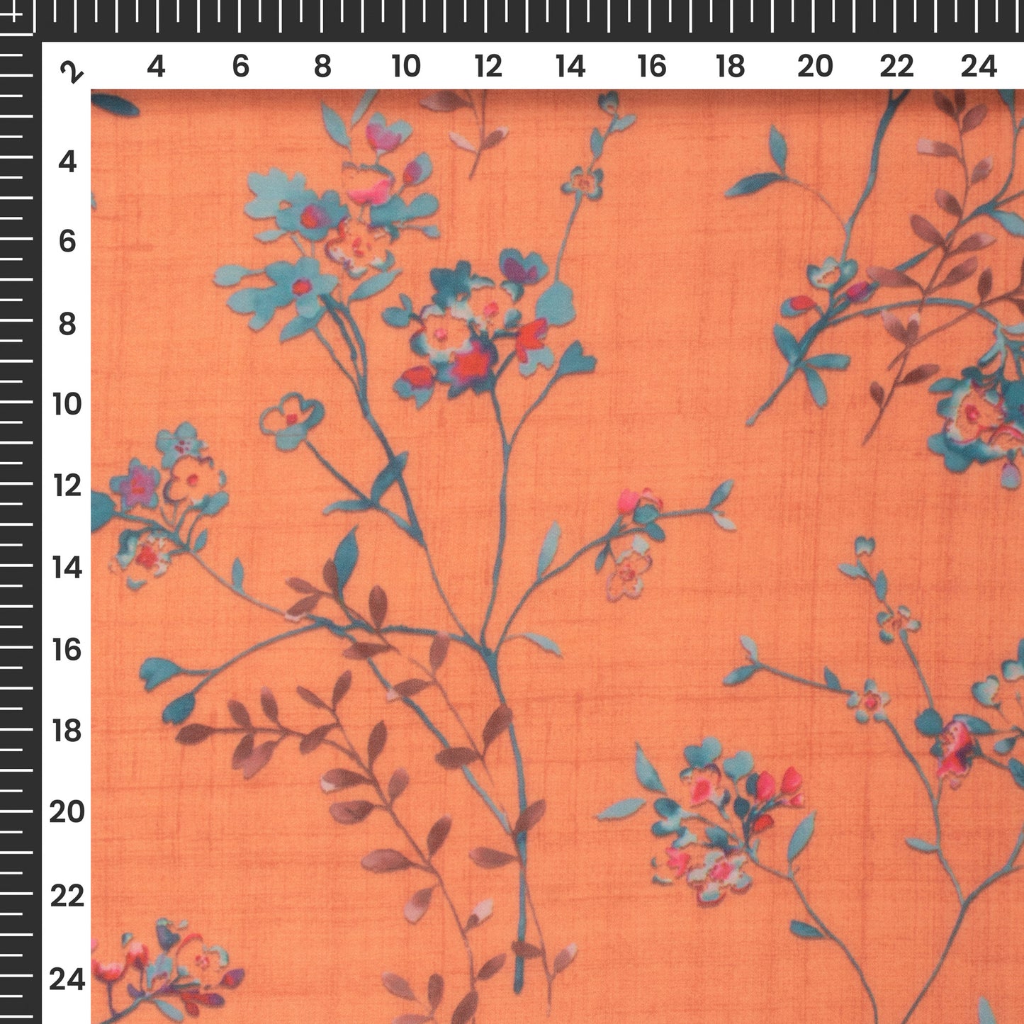 Squash Orange Floral Digital Print Georgette Fabric