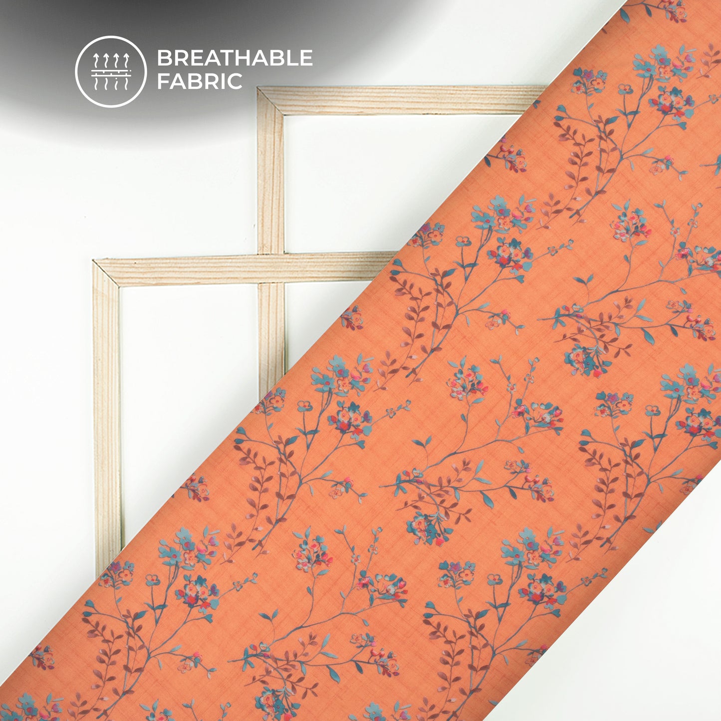 Squash Orange Floral Digital Print Georgette Fabric