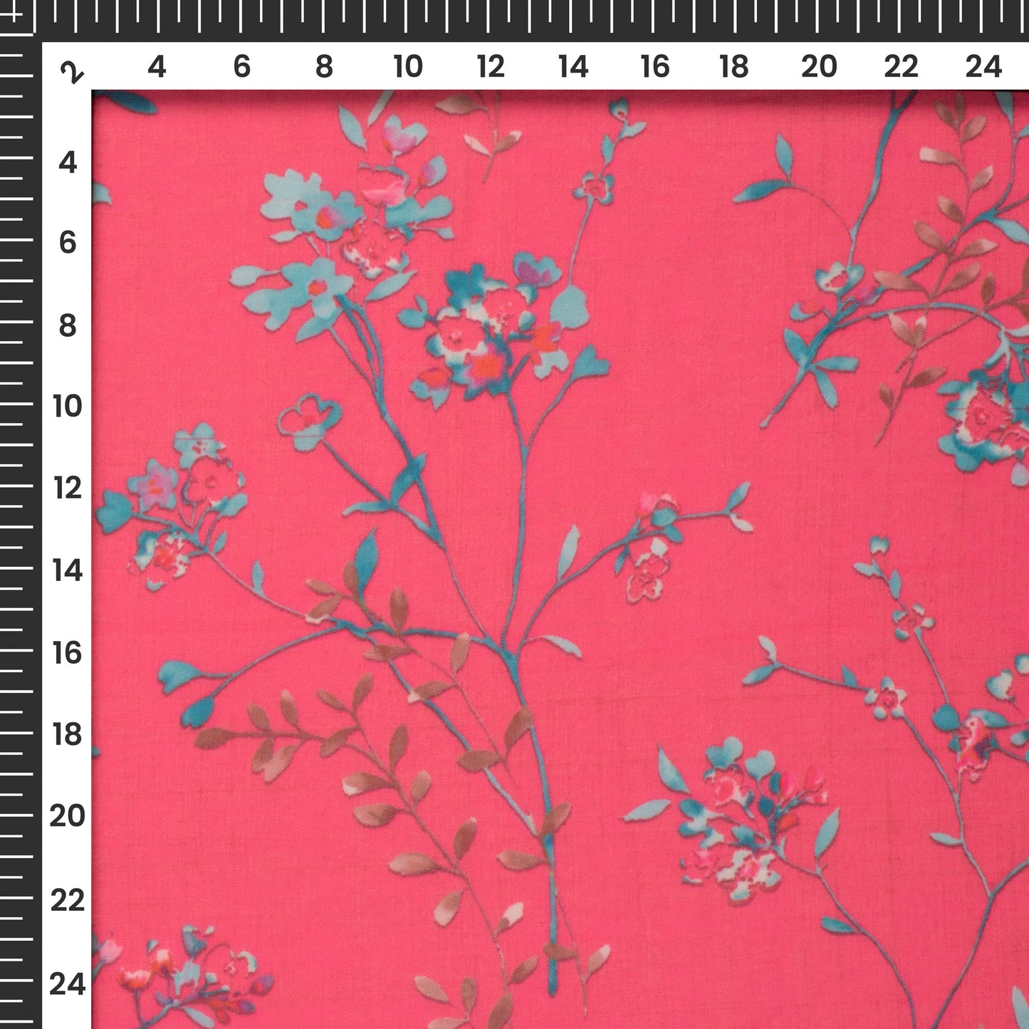 Hot Pink Floral Digital Print Georgette Fabric