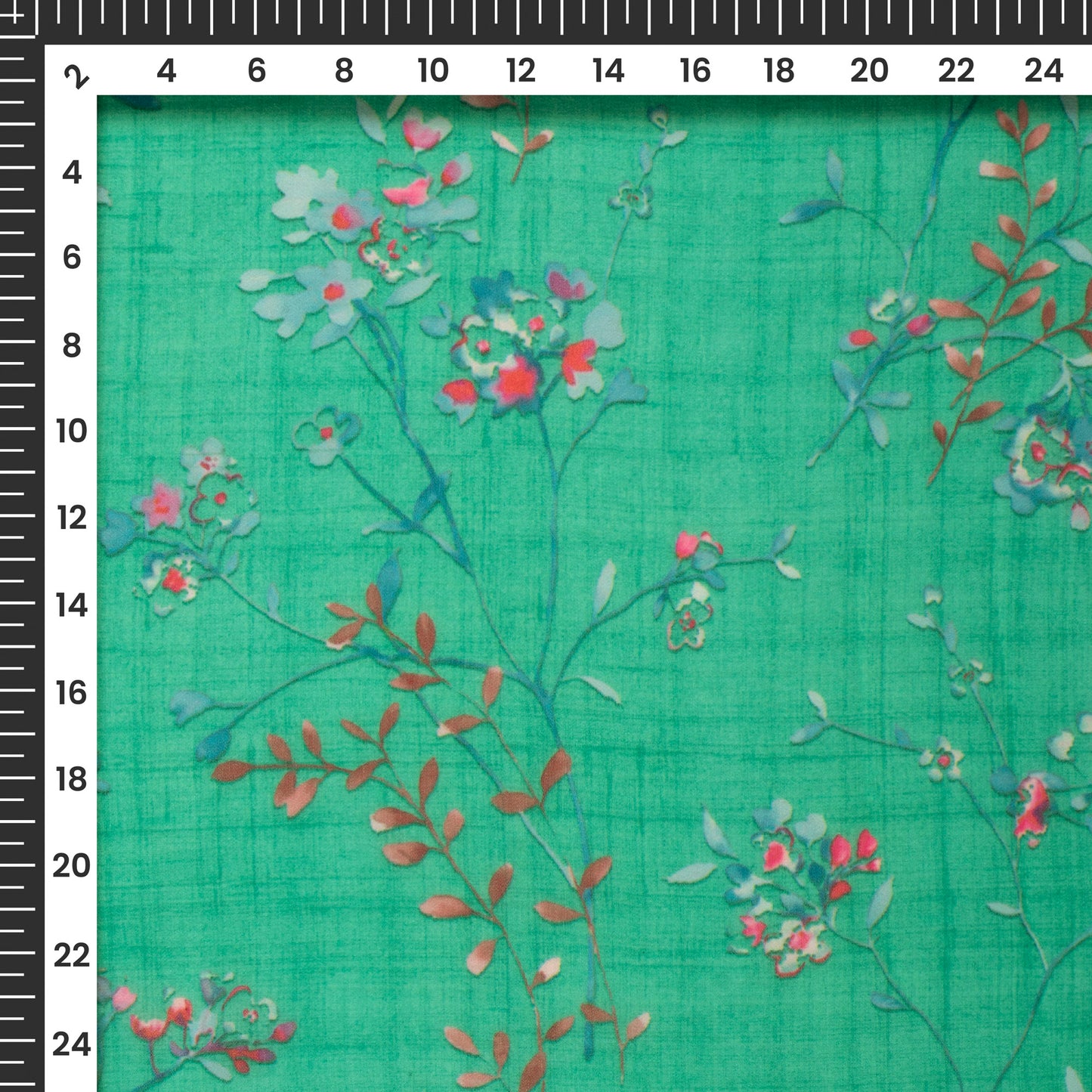 Cool Green Floral Digital Print Georgette Fabric