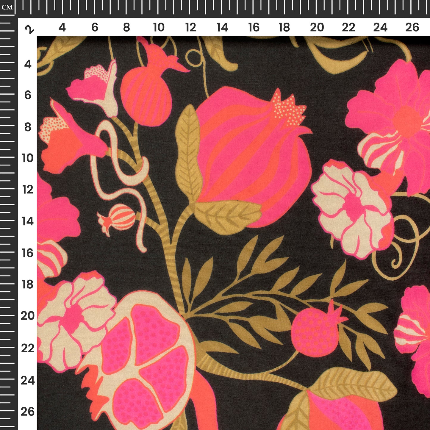 Bright Pink Floral Digital Print Georgette Satin Fabric