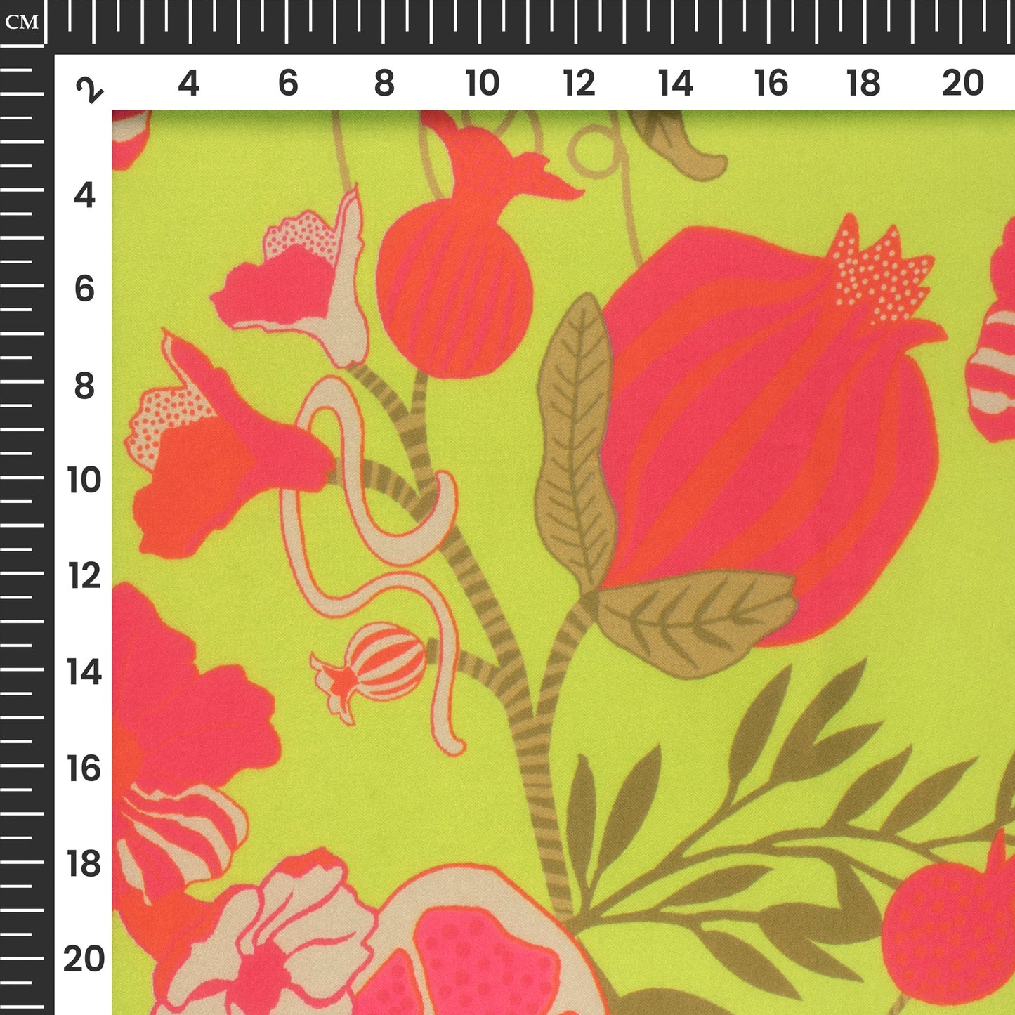 Mint Green Floral Digital Print Georgette Satin Fabric