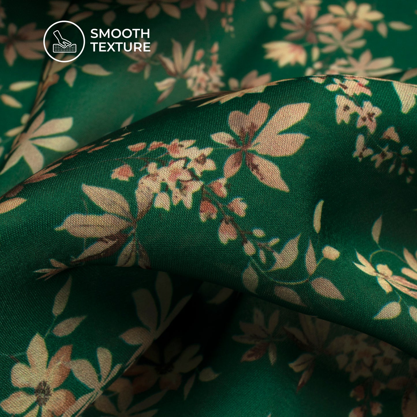 Dark Green Floral Digital Print Georgette Satin Fabric