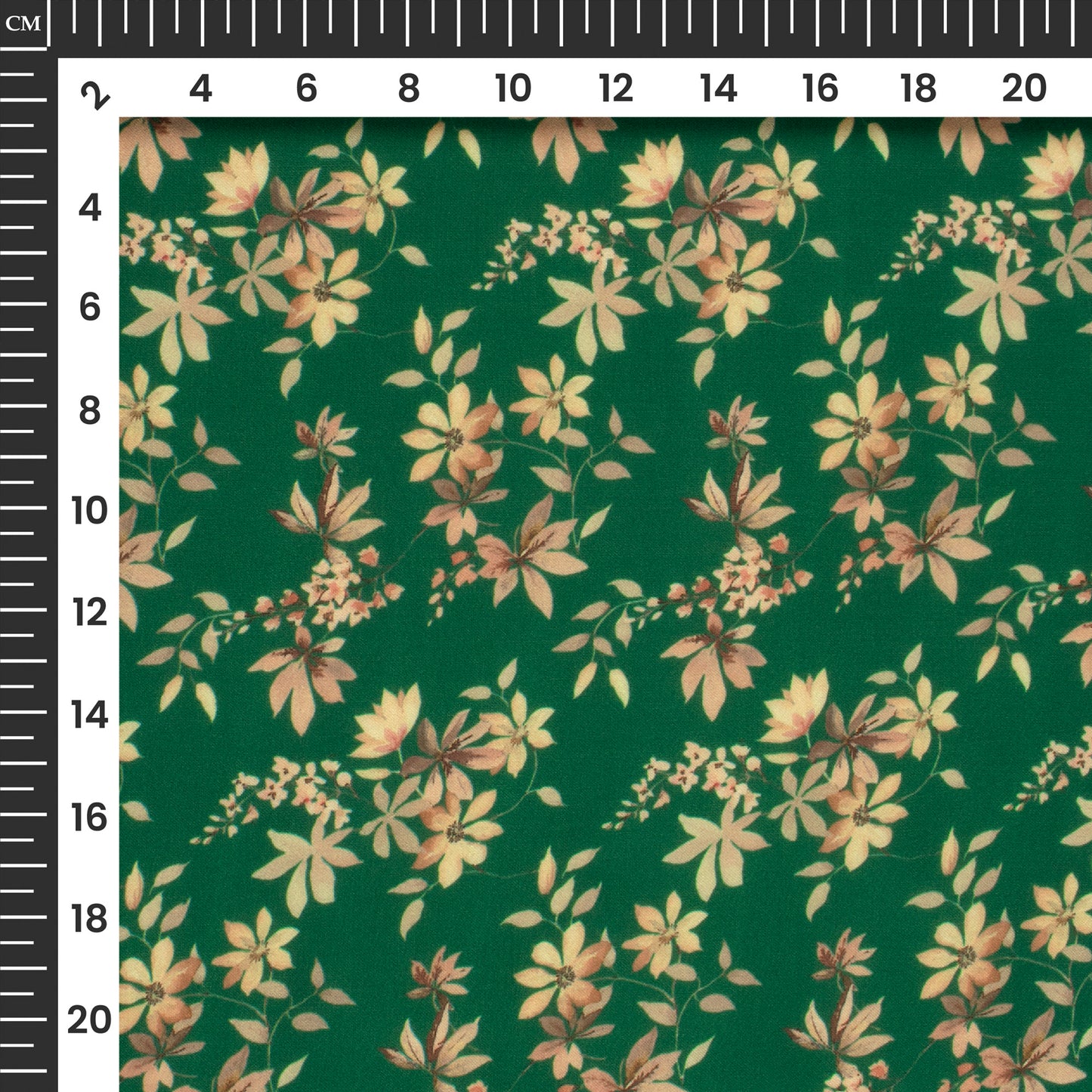 Dark Green Floral Digital Print Georgette Satin Fabric