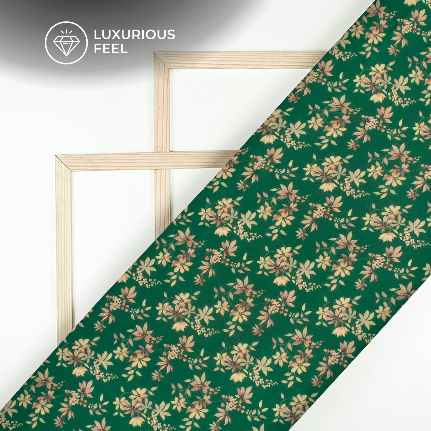 Dark Green Floral Digital Print Georgette Satin Fabric