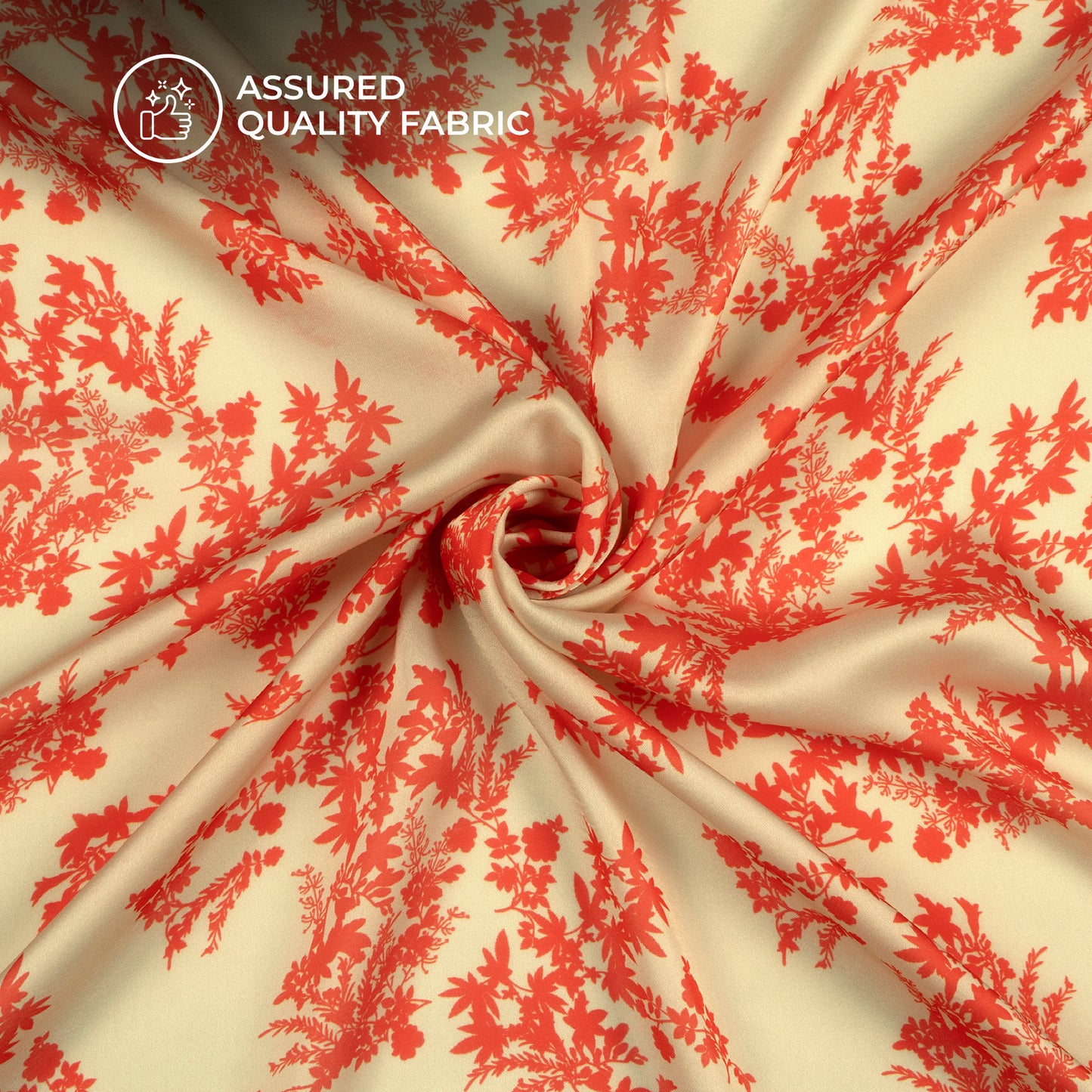 Fire Orange Floral Digital Print Georgette Satin Fabric