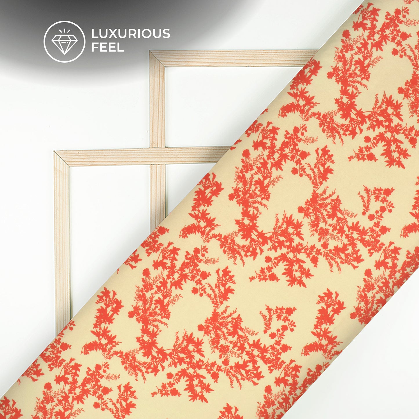 Fire Orange Floral Digital Print Georgette Satin Fabric