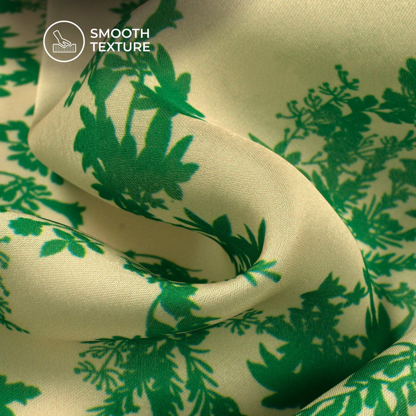 Dark Green Floral Digital Print Georgette Satin Fabric