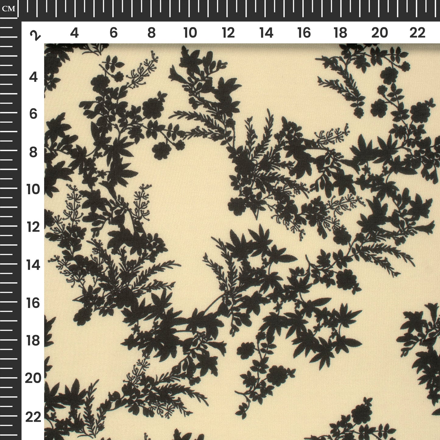 Black Floral Digital Print Georgette Satin Fabric