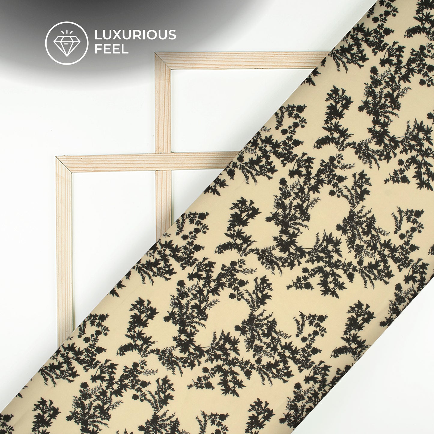 Black Floral Digital Print Georgette Satin Fabric