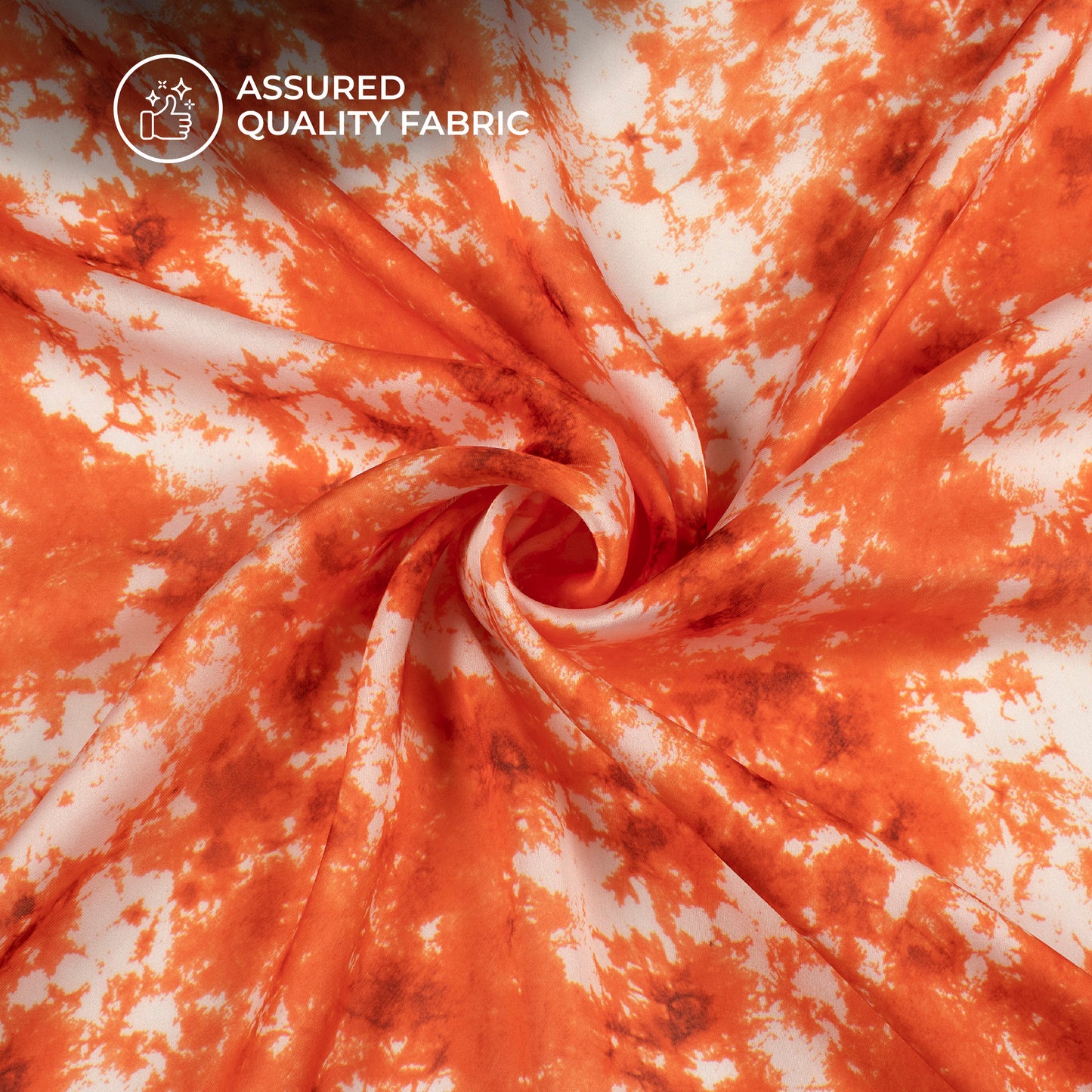 Fire Orange Tye And Dye Digital Print Georgette Satin Fabric