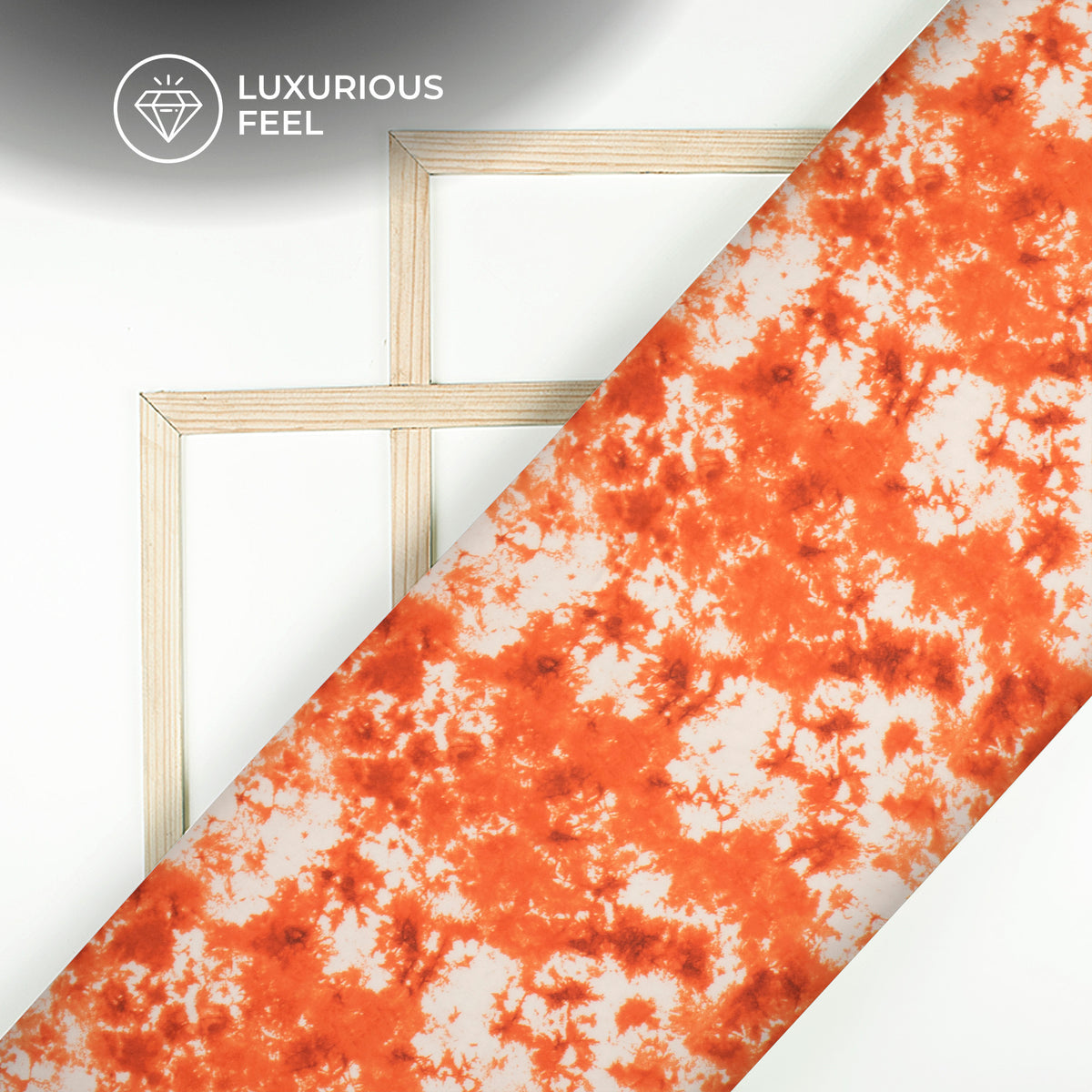 Fire Orange Tie And Dye Digital Print Georgette Satin Fabric