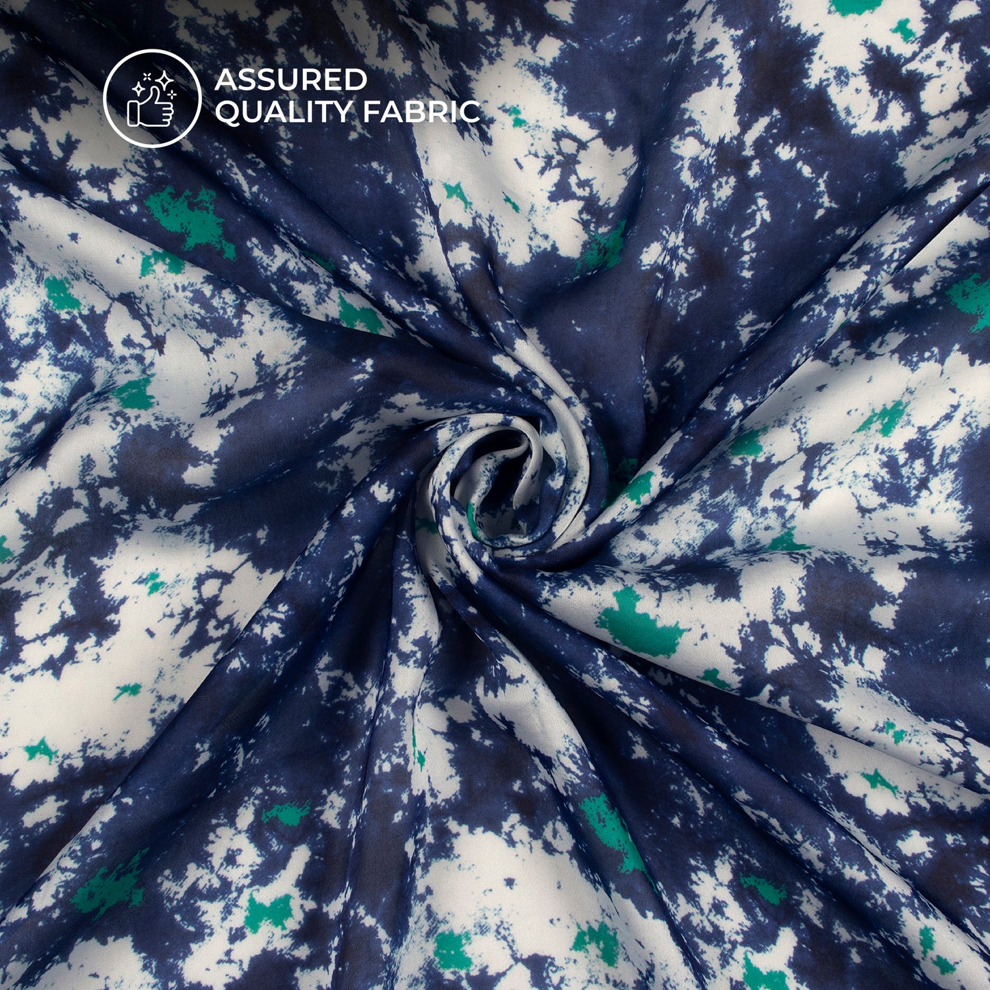 Indiigo blue Tye And Dye Digital Print Georgette Satin Fabric