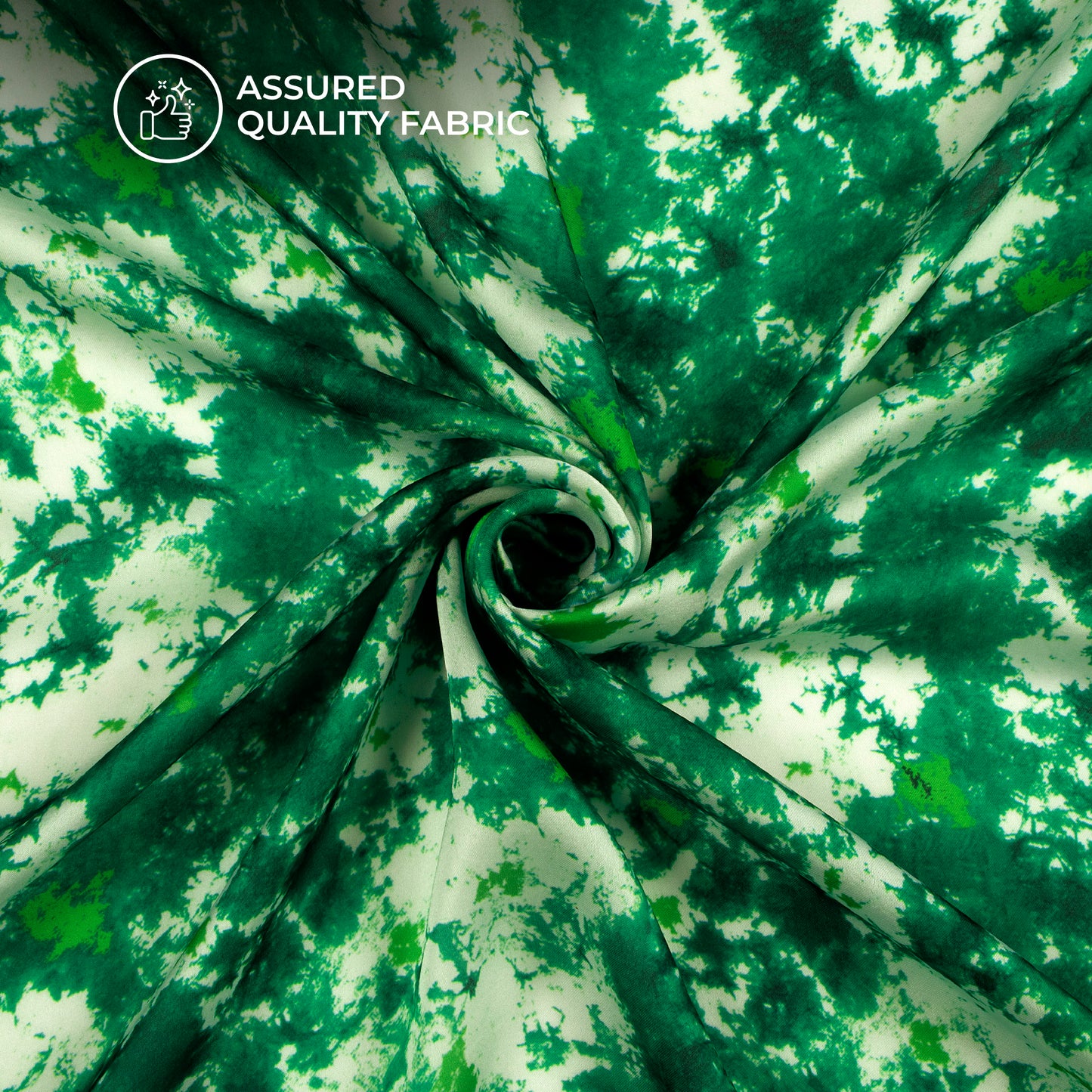Forest Green Tye And Dye Digital Print Georgette Satin Fabric