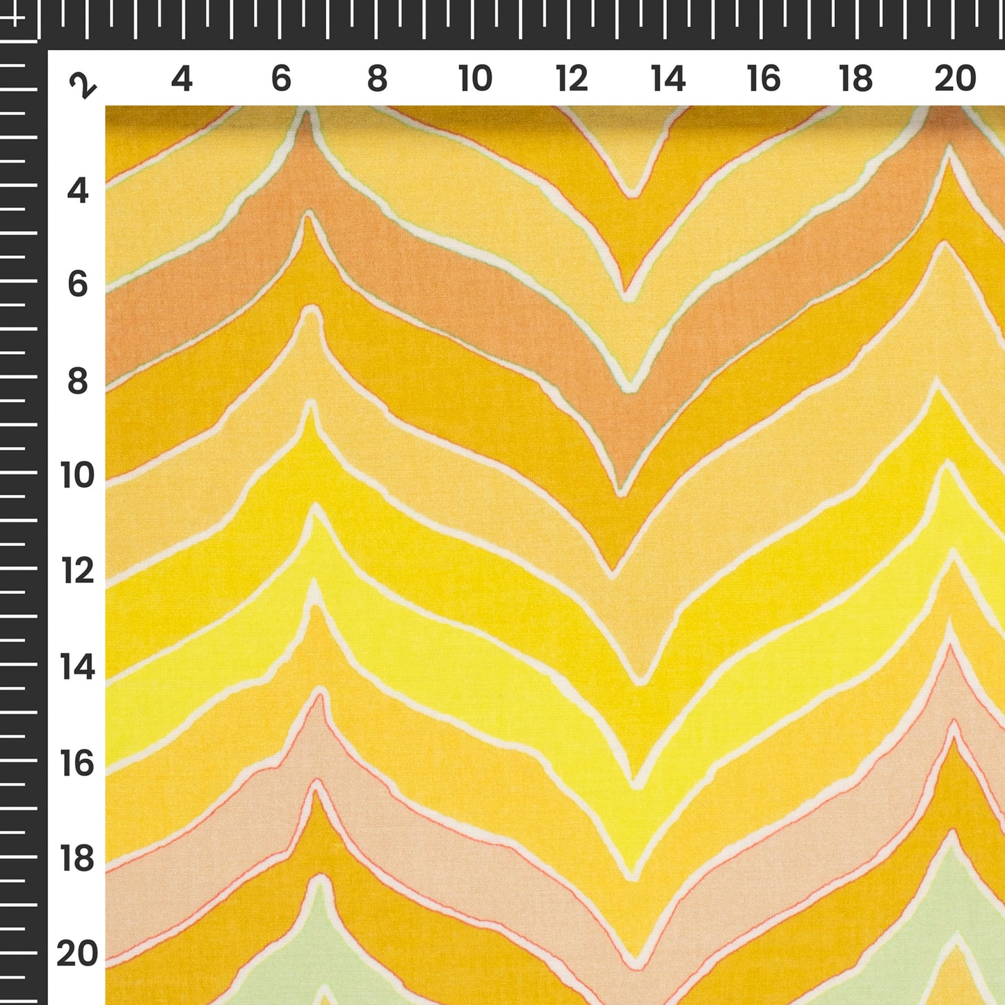 Lemon Yellow Chevron Digital Print Pure Cotton Mulmul Fabric