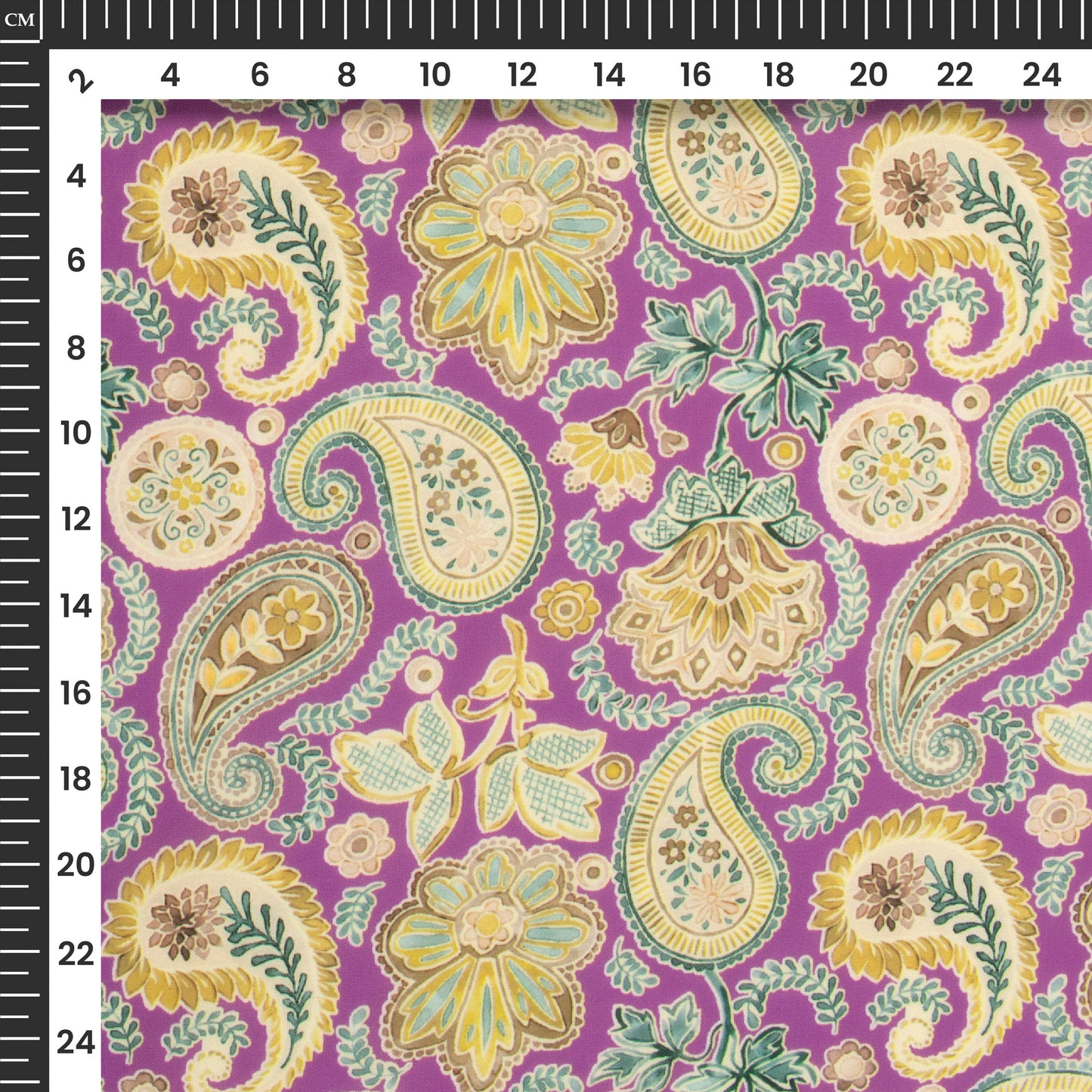 Violet Purple Paisley Digital Print BSY Crepe Fabric