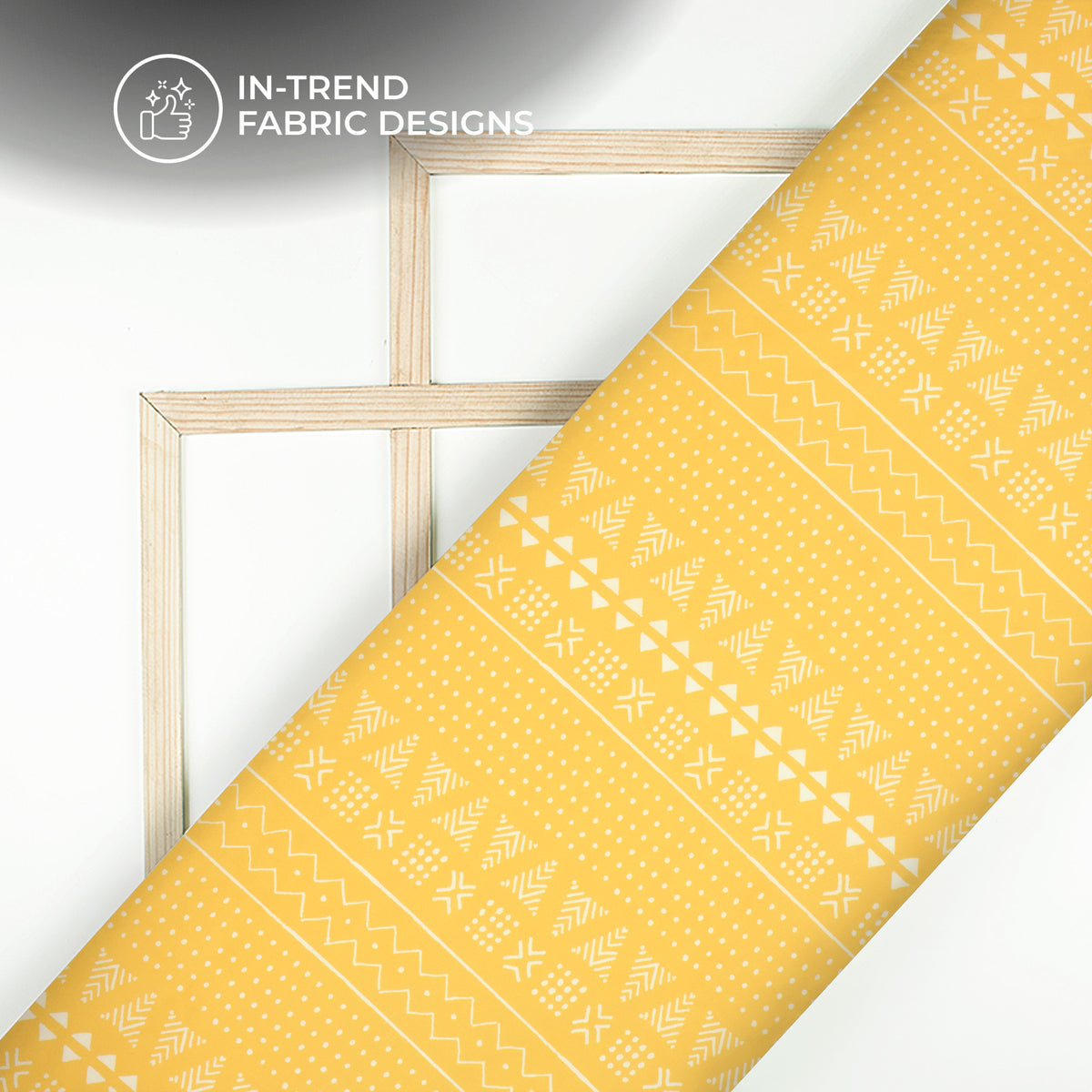 Mustard Yellow Traditional Digital Print BSY Crepe Fabric