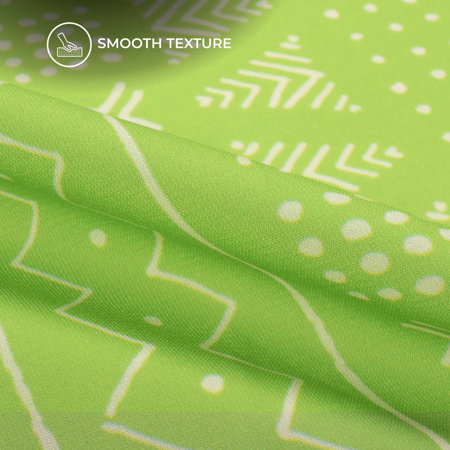 Lime Green Traditional Digital Print BSY Crepe Fabric