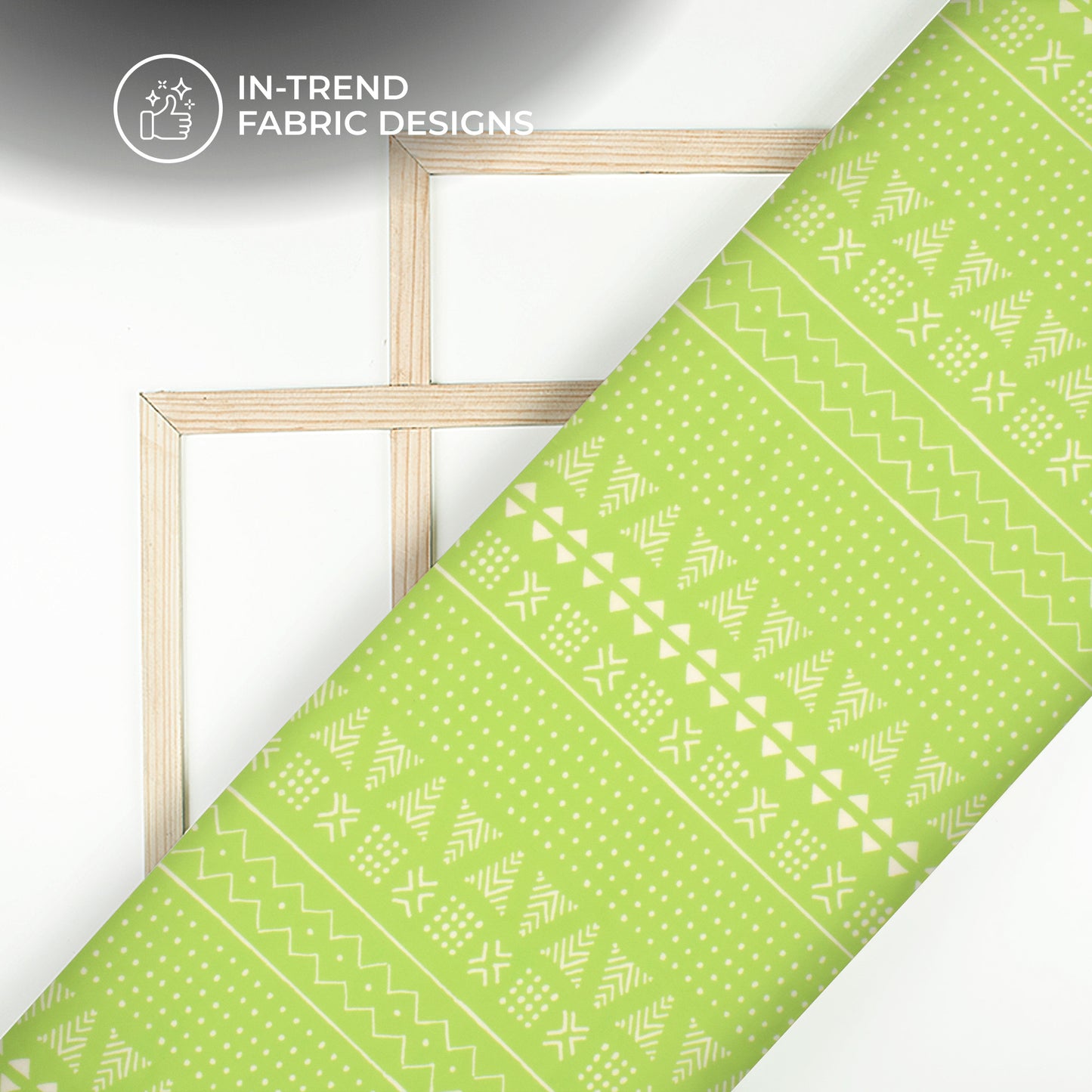 Lime Green Traditional Digital Print BSY Crepe Fabric