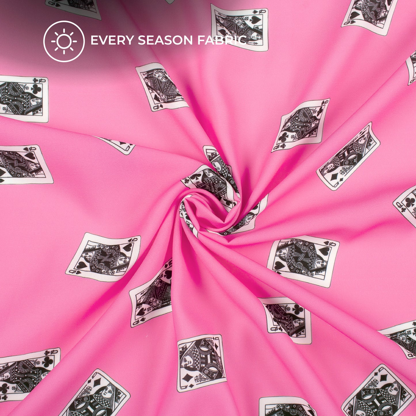 Fuscia Pink Quirky Digital Print BSY Crepe Fabric
