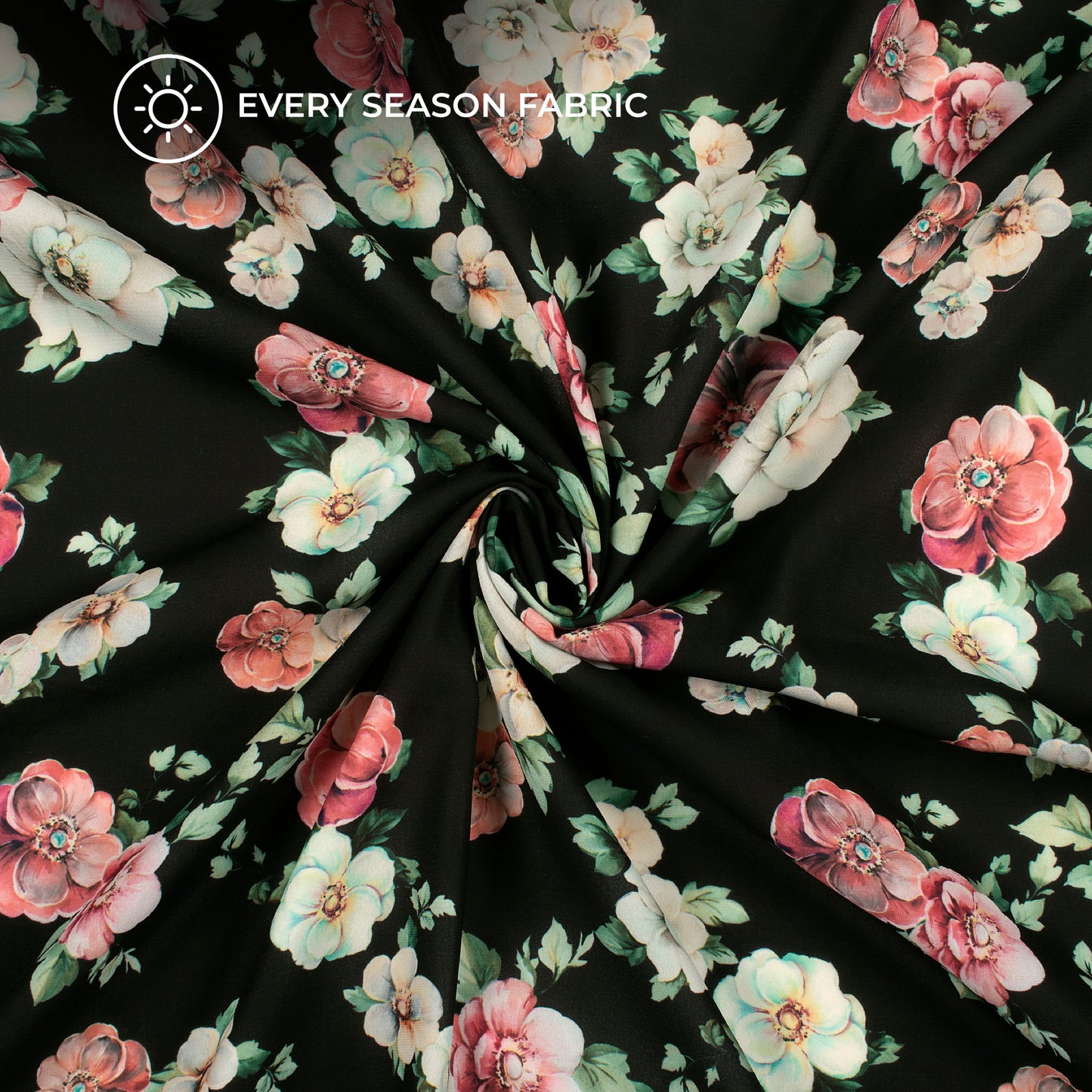 Brick Red Floral Digital Print BSY Crepe Fabric