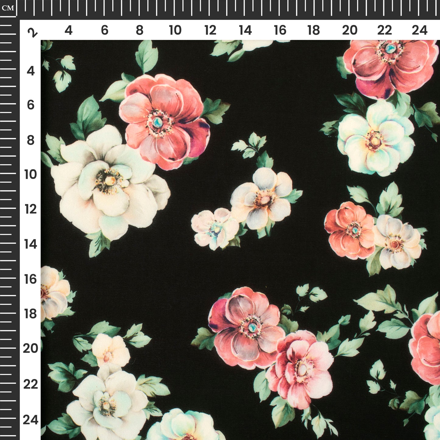 Brick Red Floral Digital Print BSY Crepe Fabric