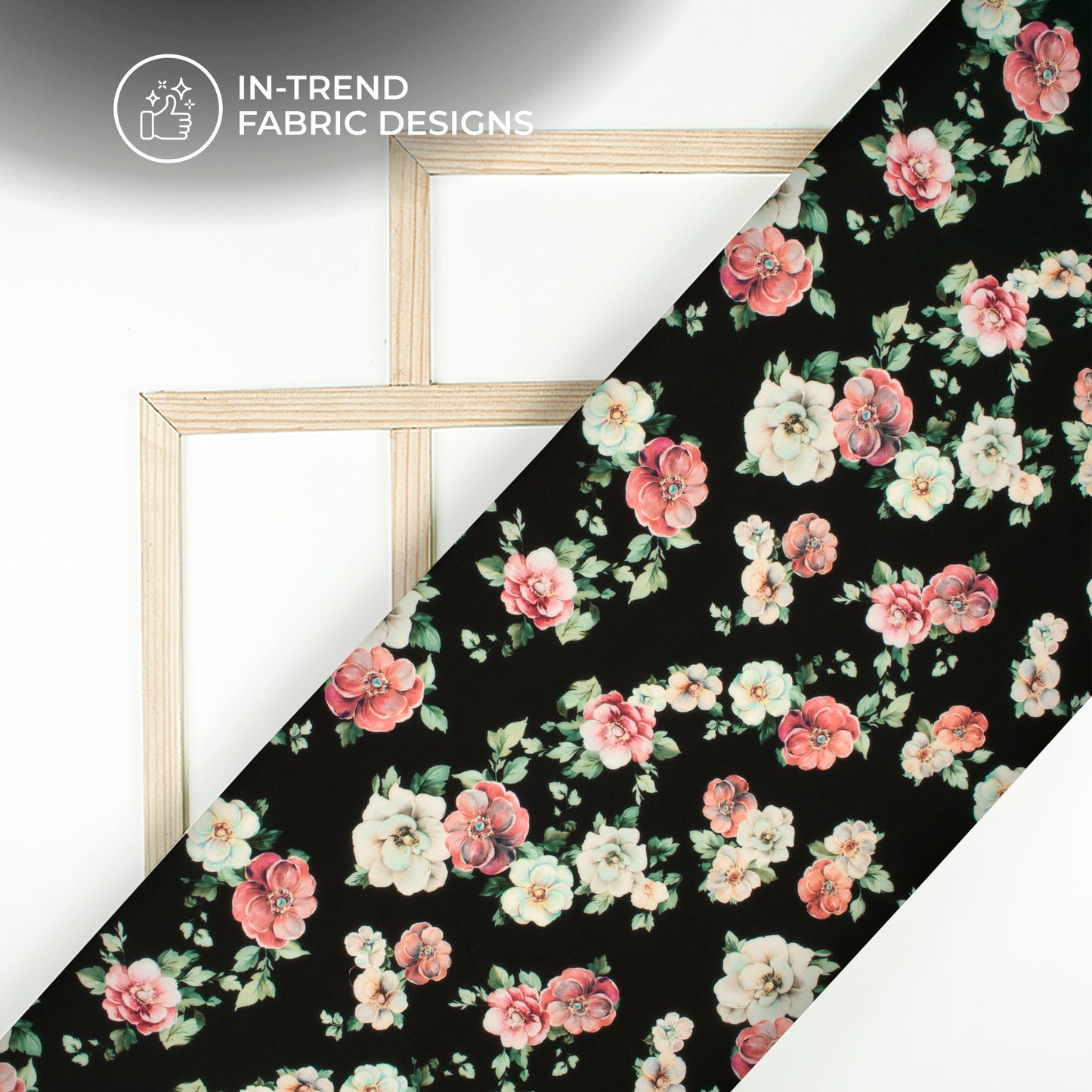 Brick Red Floral Digital Print BSY Crepe Fabric