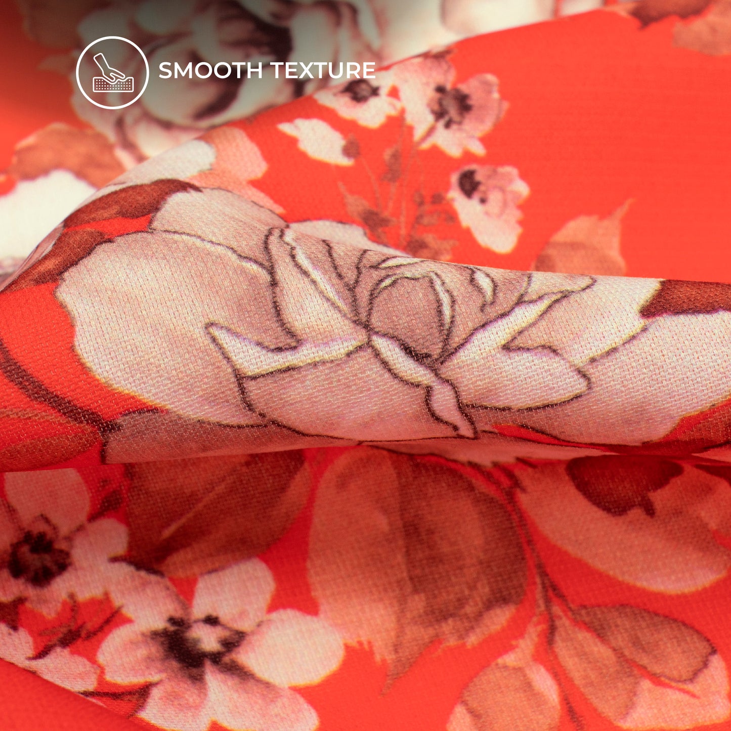 Rose Red Floral Digital Print BSY Crepe Fabric
