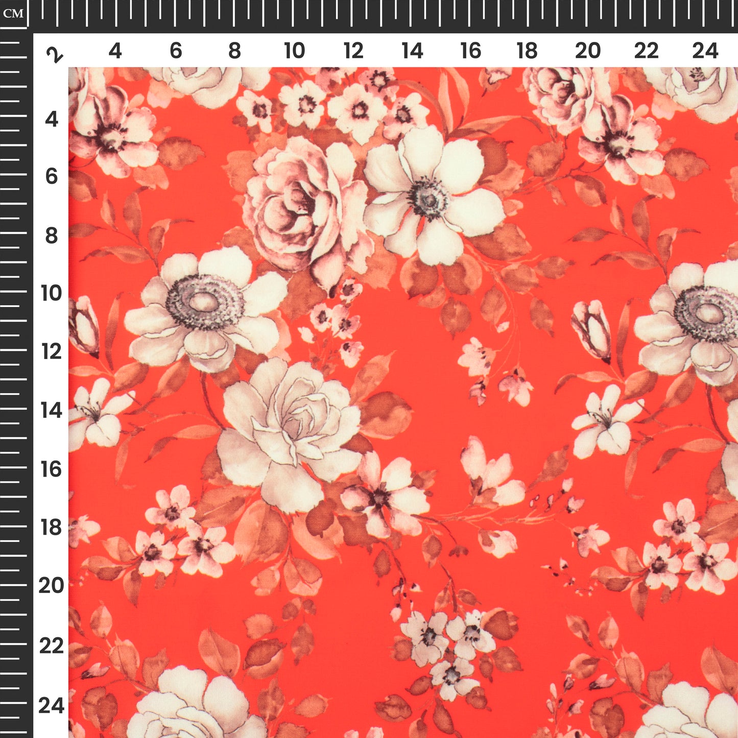 Rose Red Floral Digital Print BSY Crepe Fabric