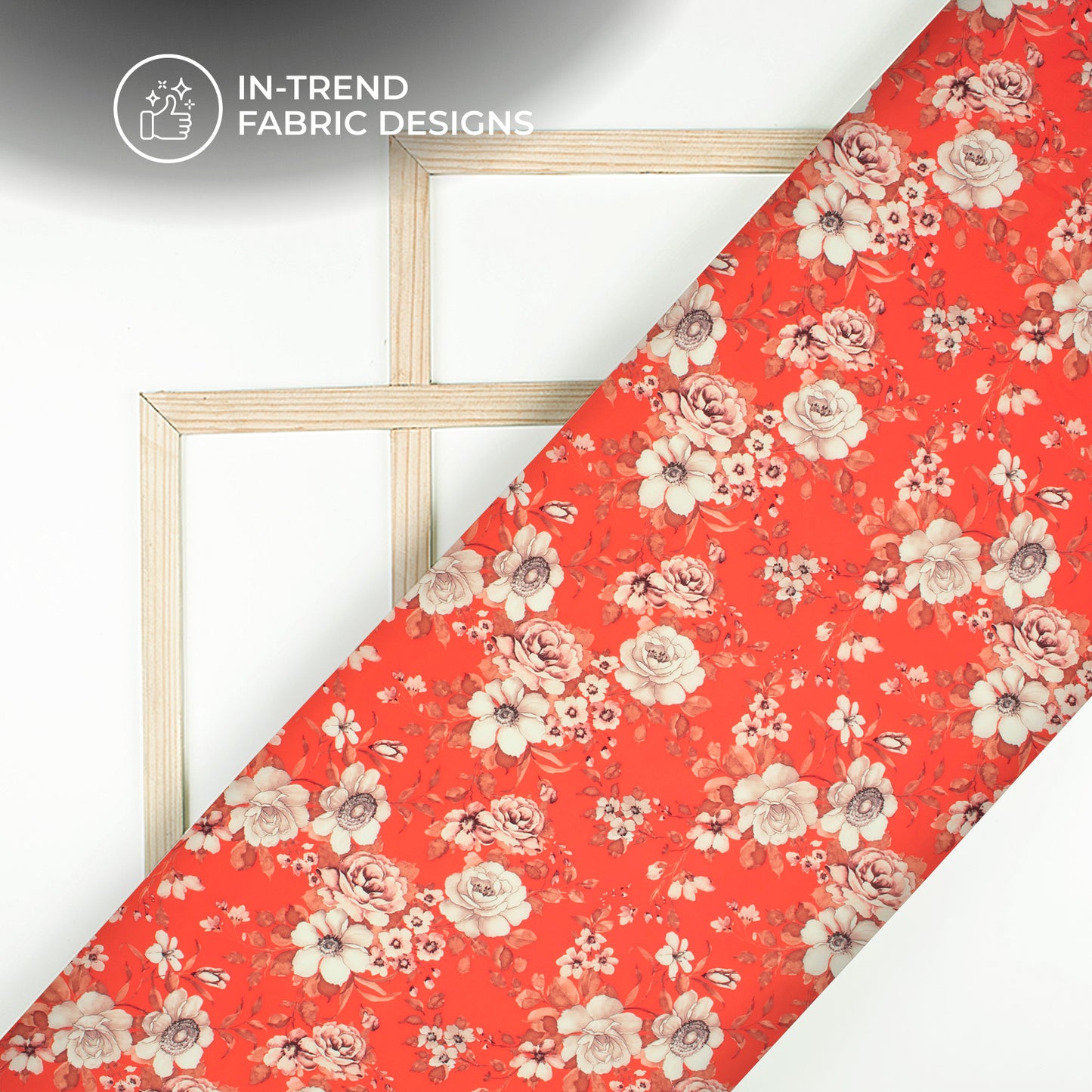 Rose Red Floral Digital Print BSY Crepe Fabric