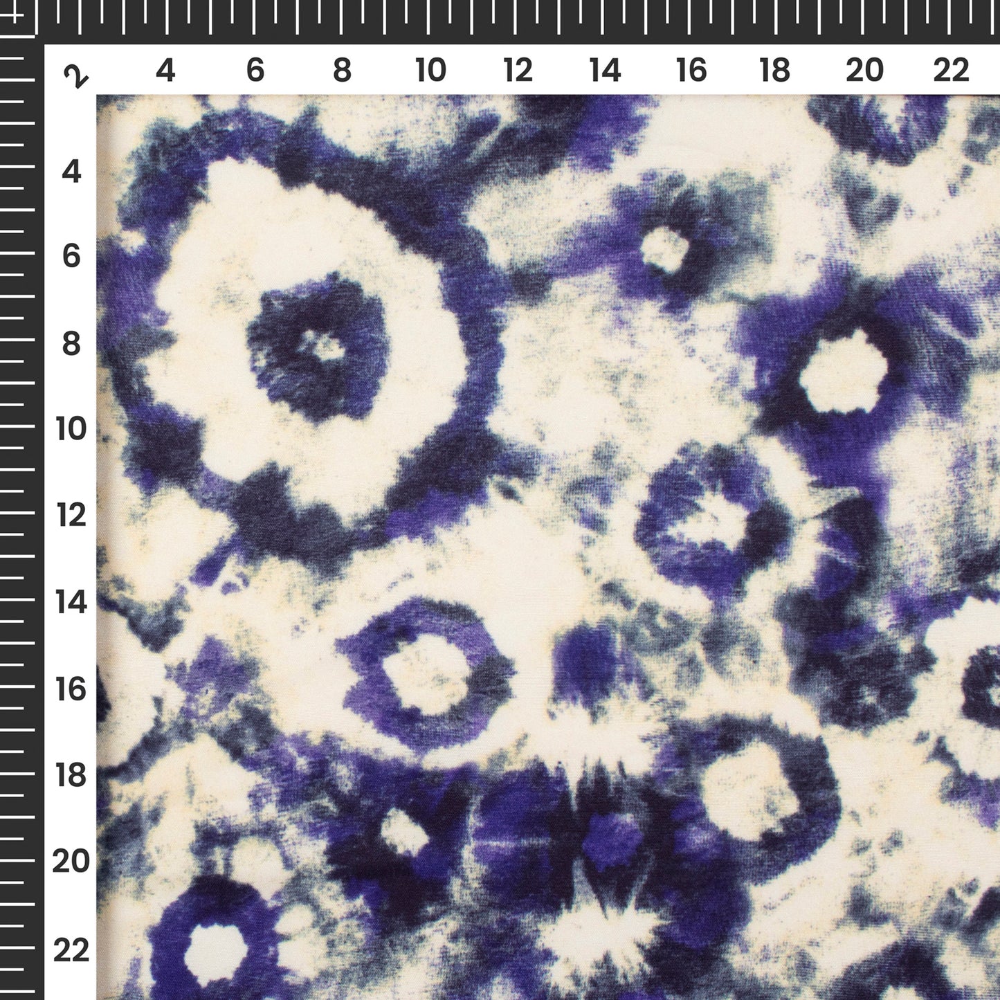 Cobalt Blue Tye And Dye Digital Print Butter Crepe Fabric