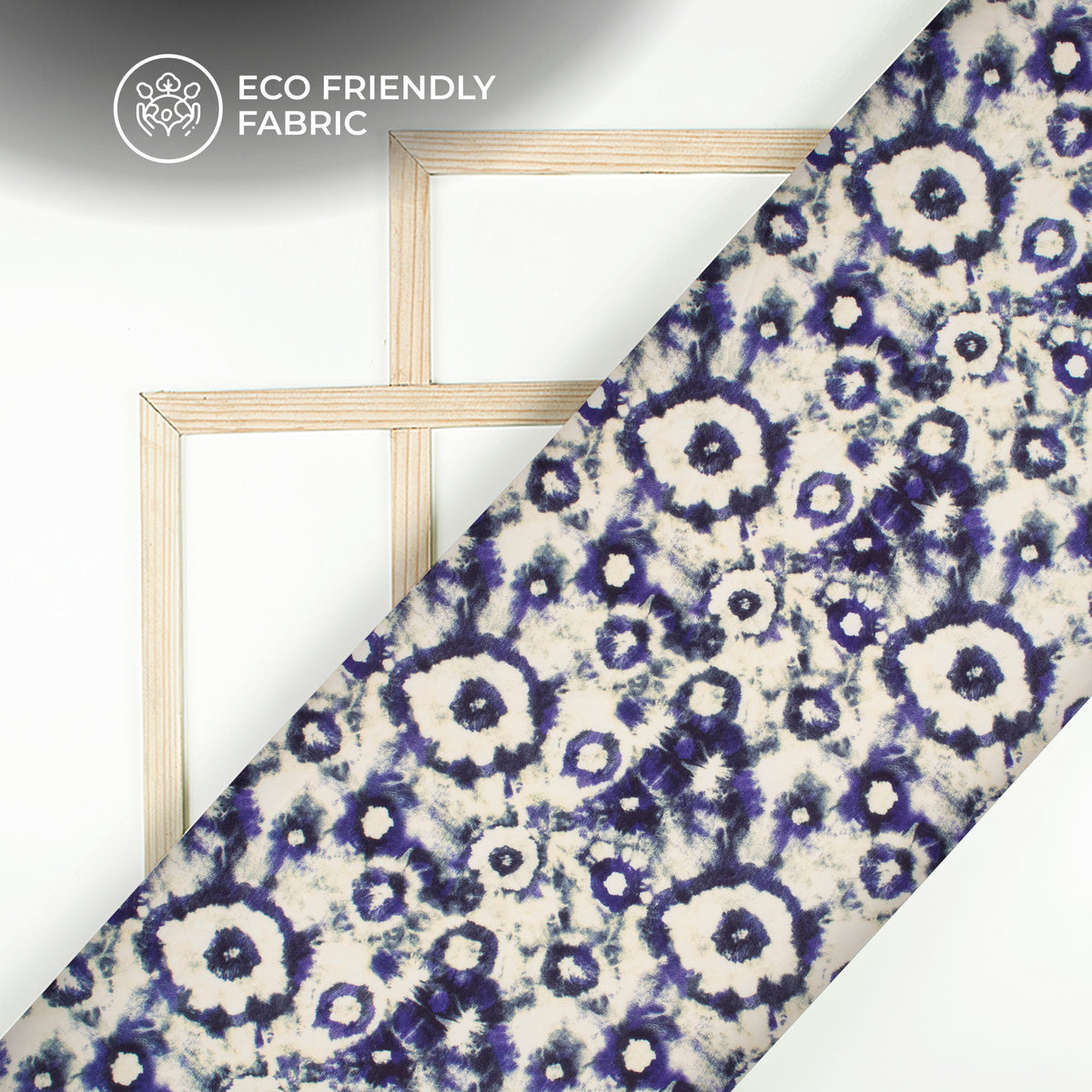 Cobalt Blue Tye And Dye Digital Print Butter Crepe Fabric