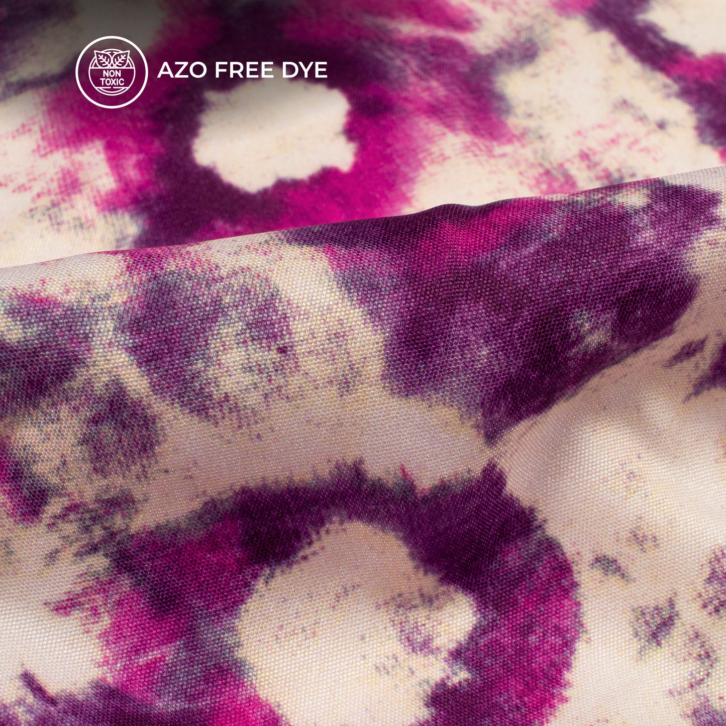 Fuscia Pink Tie And Dye Digital Print Butter Crepe Fabric