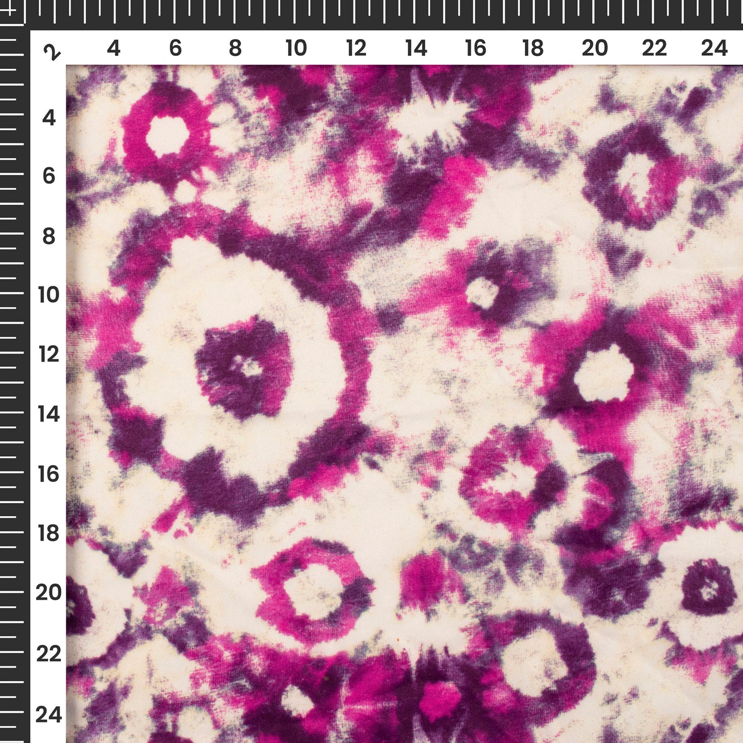 Fuscia Pink Tie And Dye Digital Print Butter Crepe Fabric