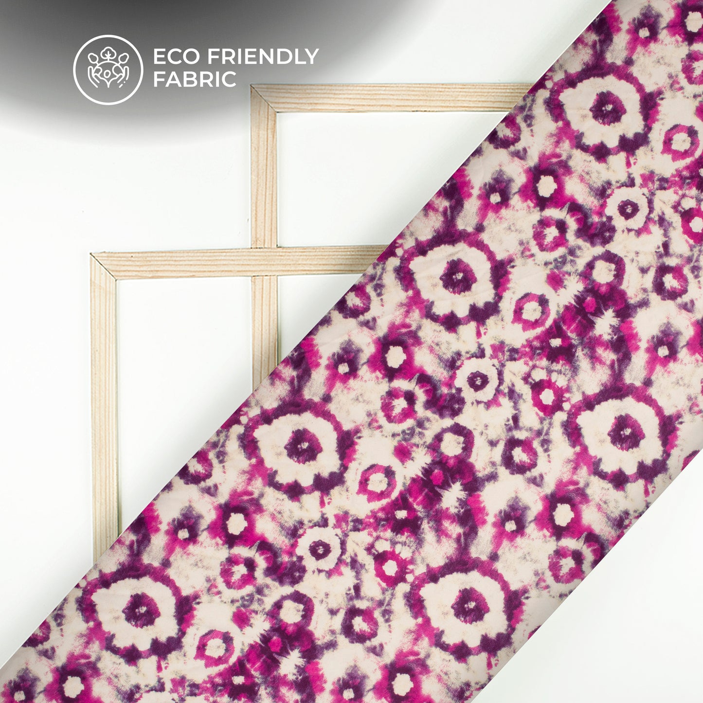 Fuscia Pink Tye And Dye Digital Print Butter Crepe Fabric