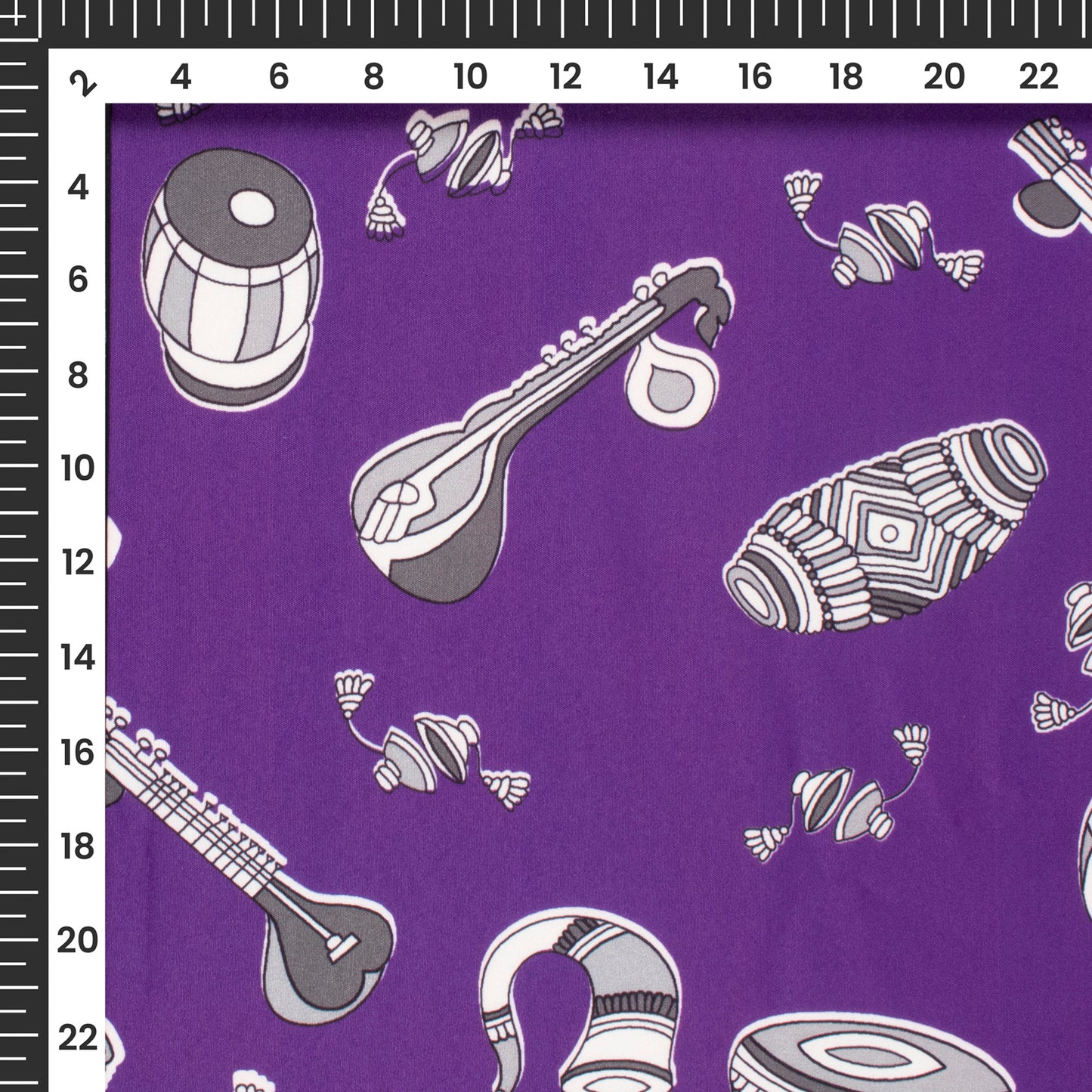 Vilet Purple Quirky Digital Print Butter Crepe Fabric