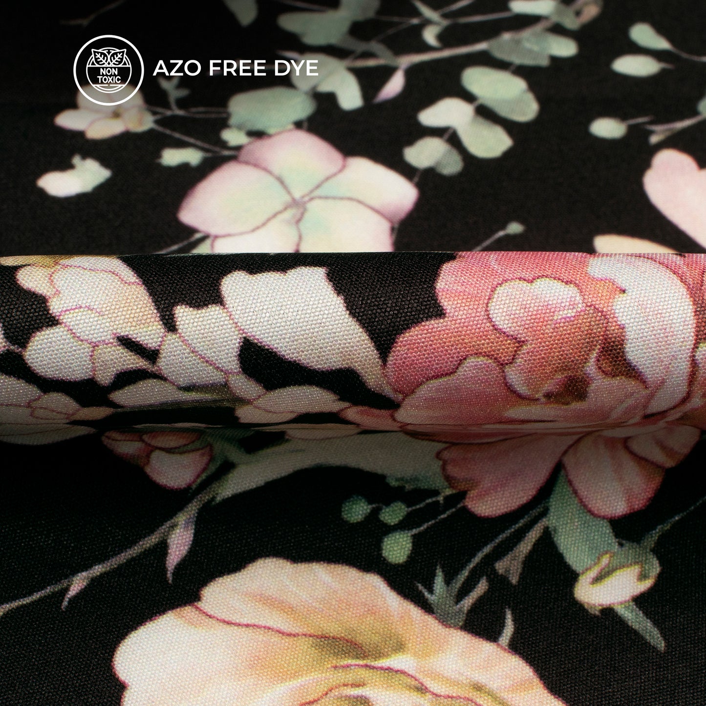 Rose Pink Floral Digital Print Butter Crepe Fabric